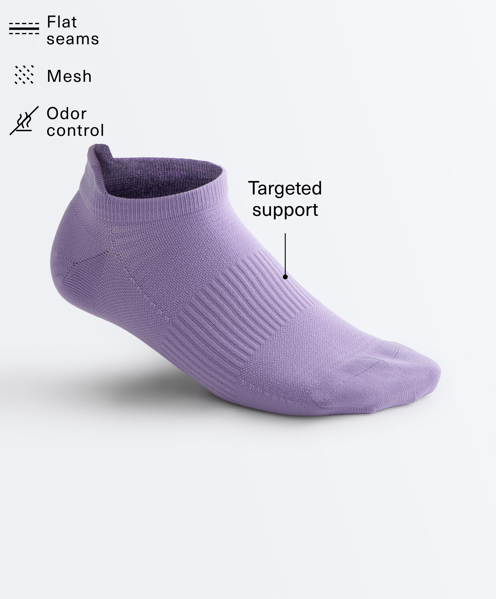 3 pairs of polyamide blend sports sneaker socks with heel tab — WASHED PURPLE