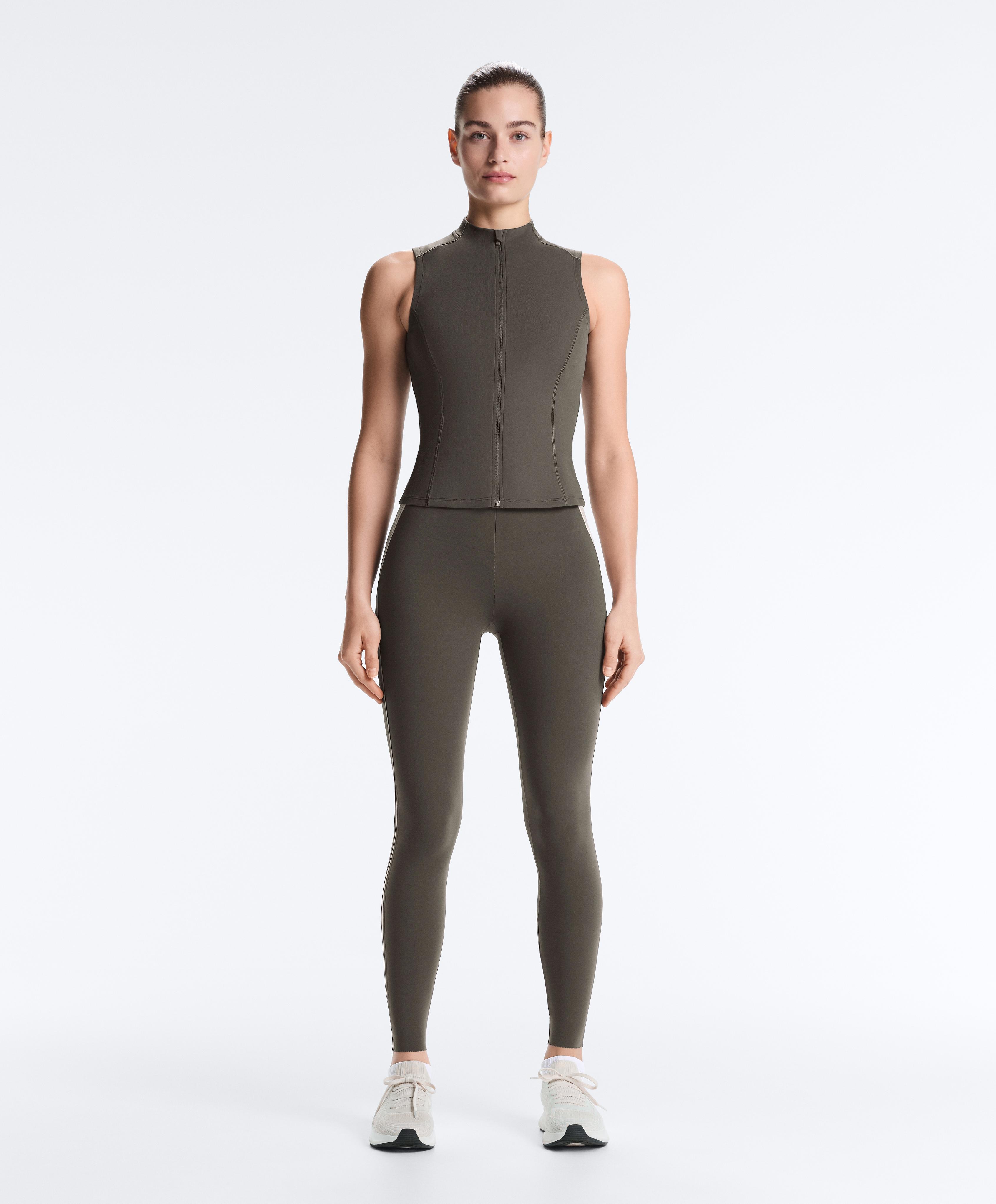 Sleeveless zip T-shirt — CHARCOAL GREY