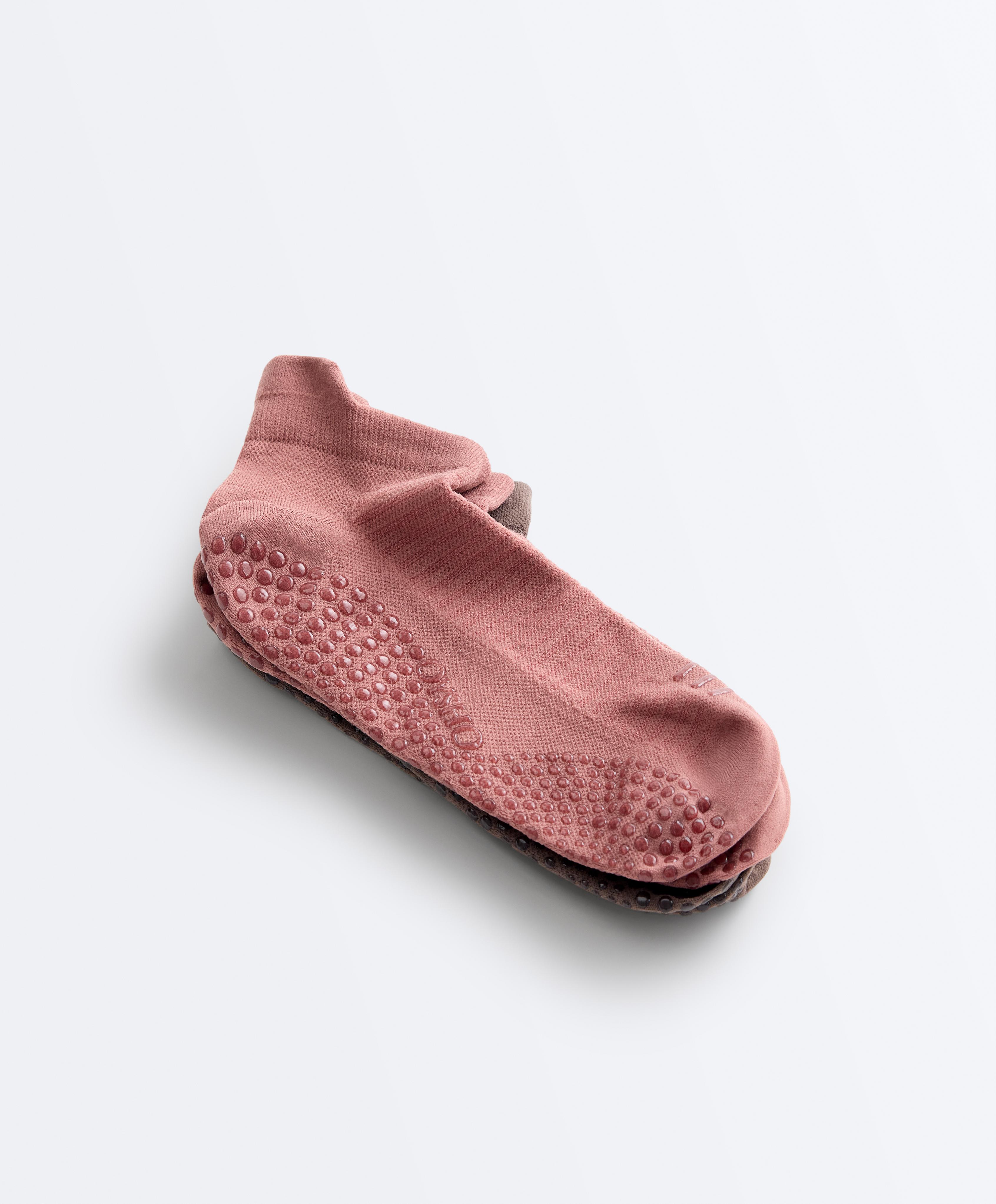 2 pairs of polyamide blend yoga and Pilates sneaker socks — BLUSH