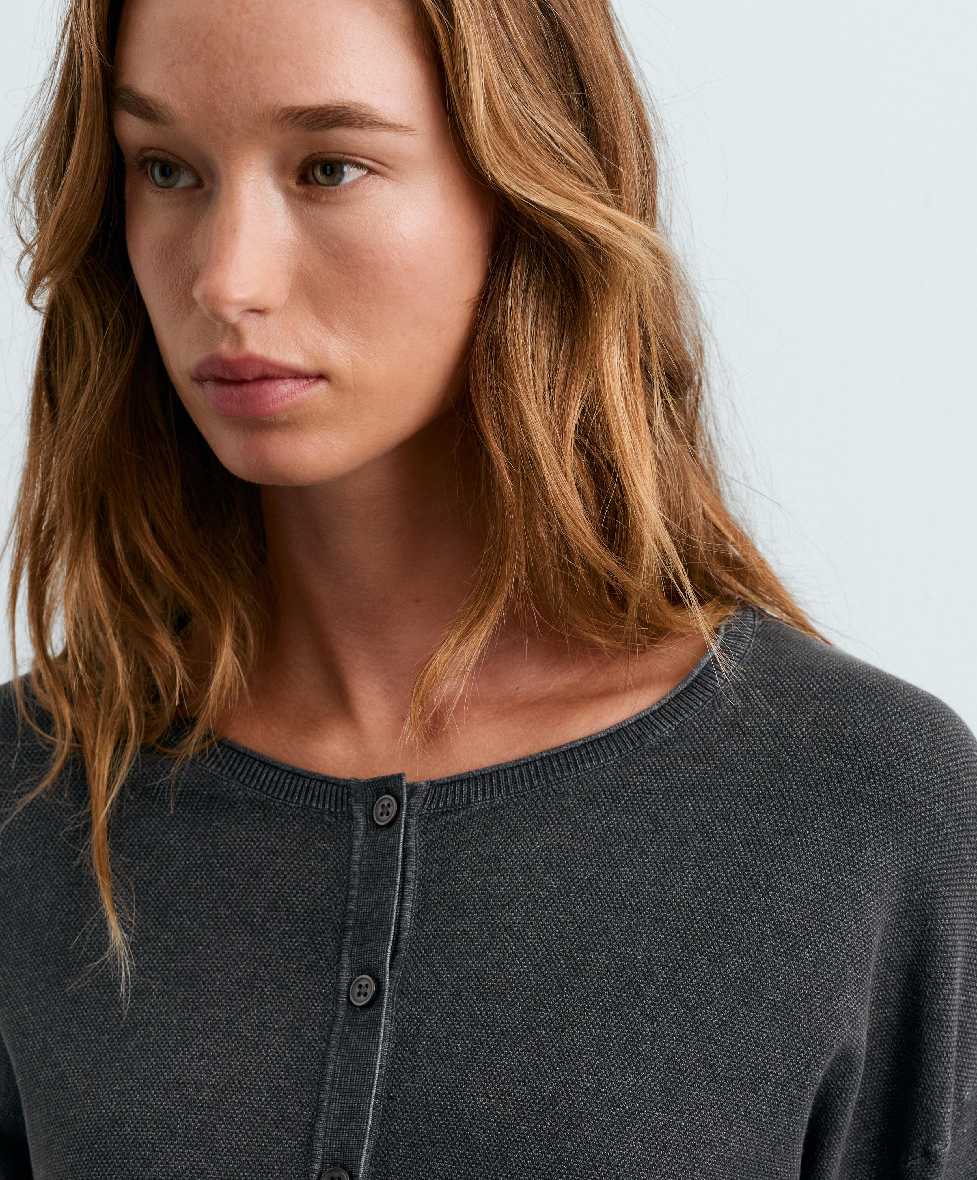 Long-sleeve waffle knit jumper — DARK ANTHRACITE