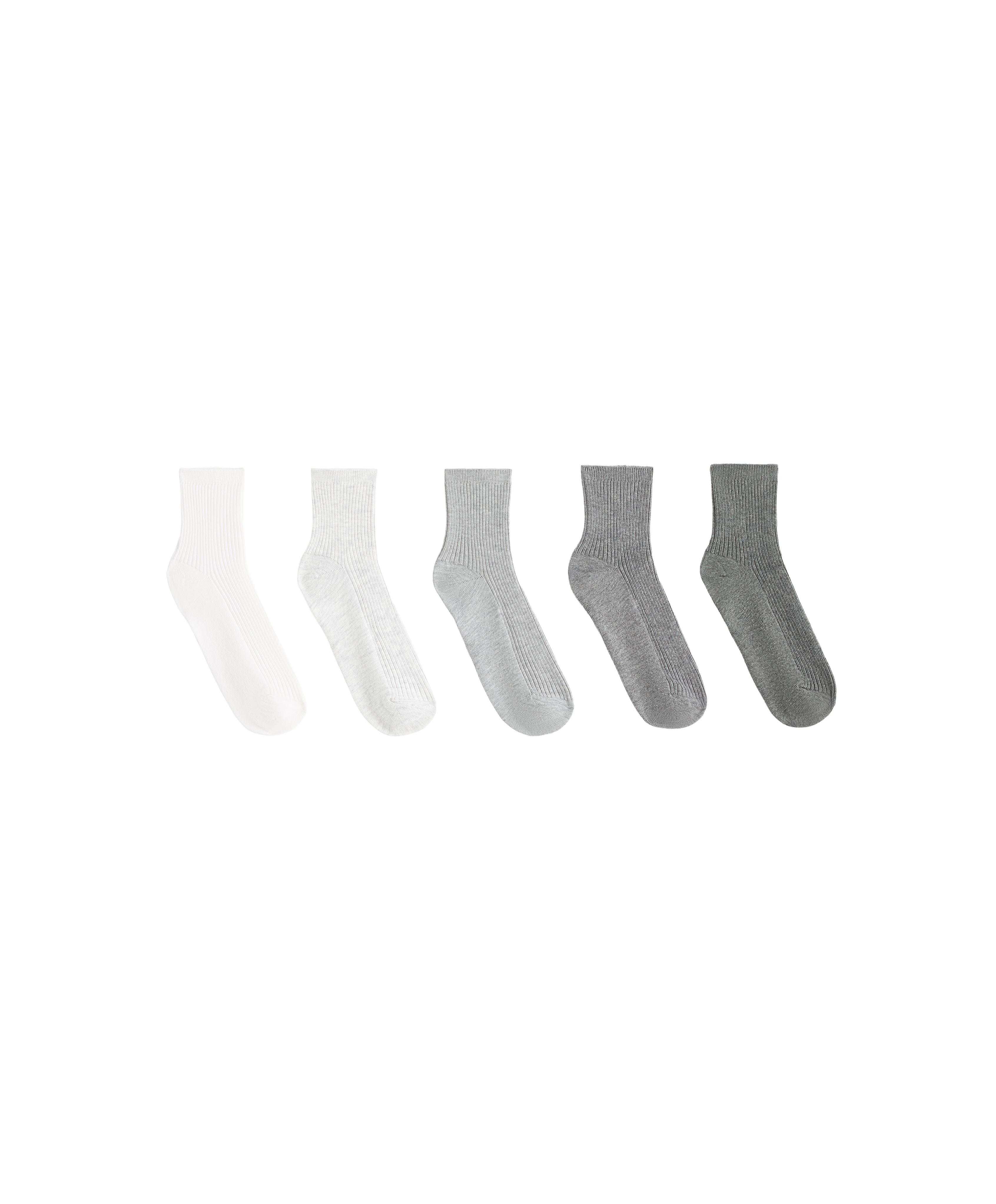 5 pairs of quarter socks with cotton — PALE GREY MELANGE