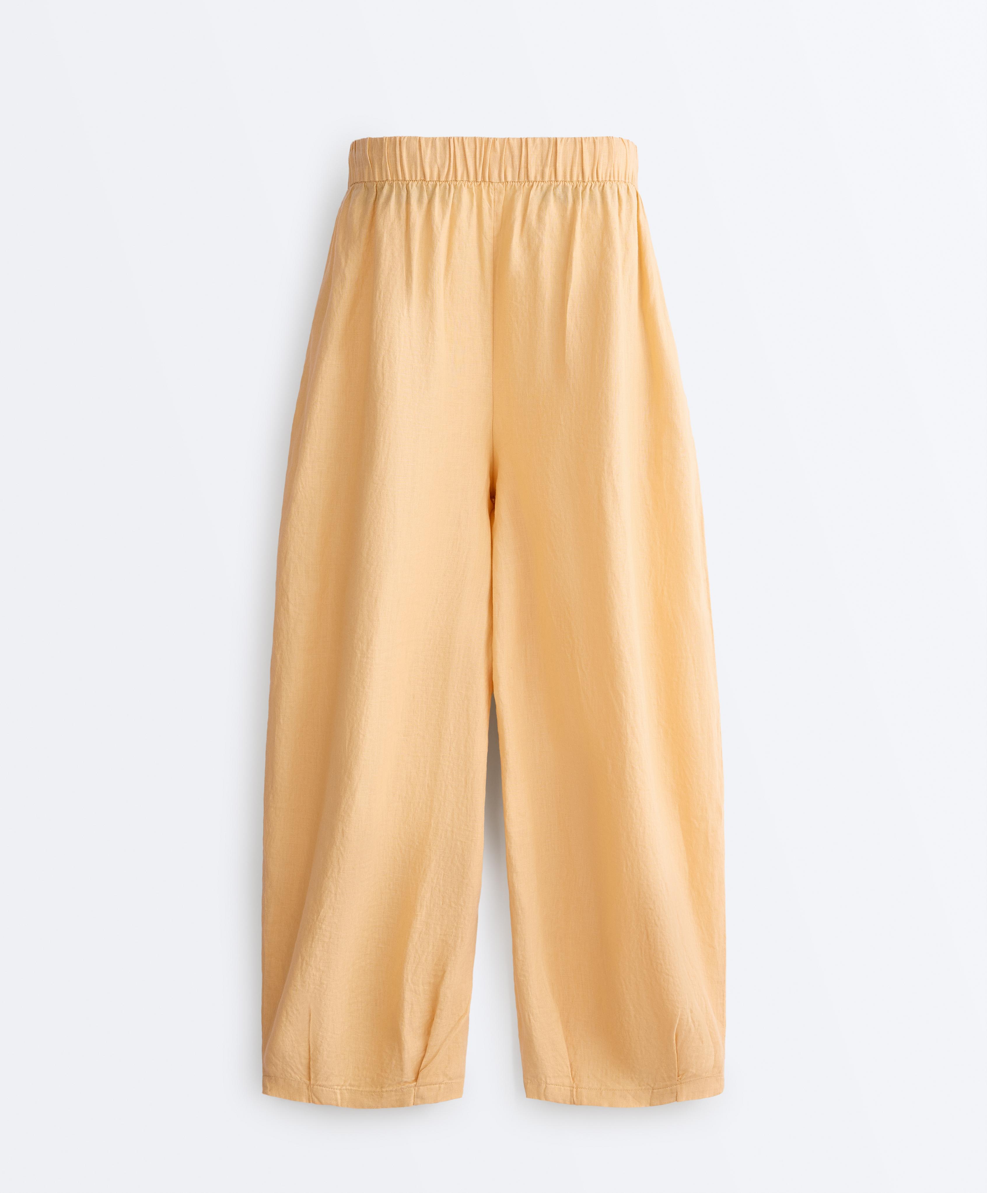 100% linen balloon trousers — BURNT YELLOW