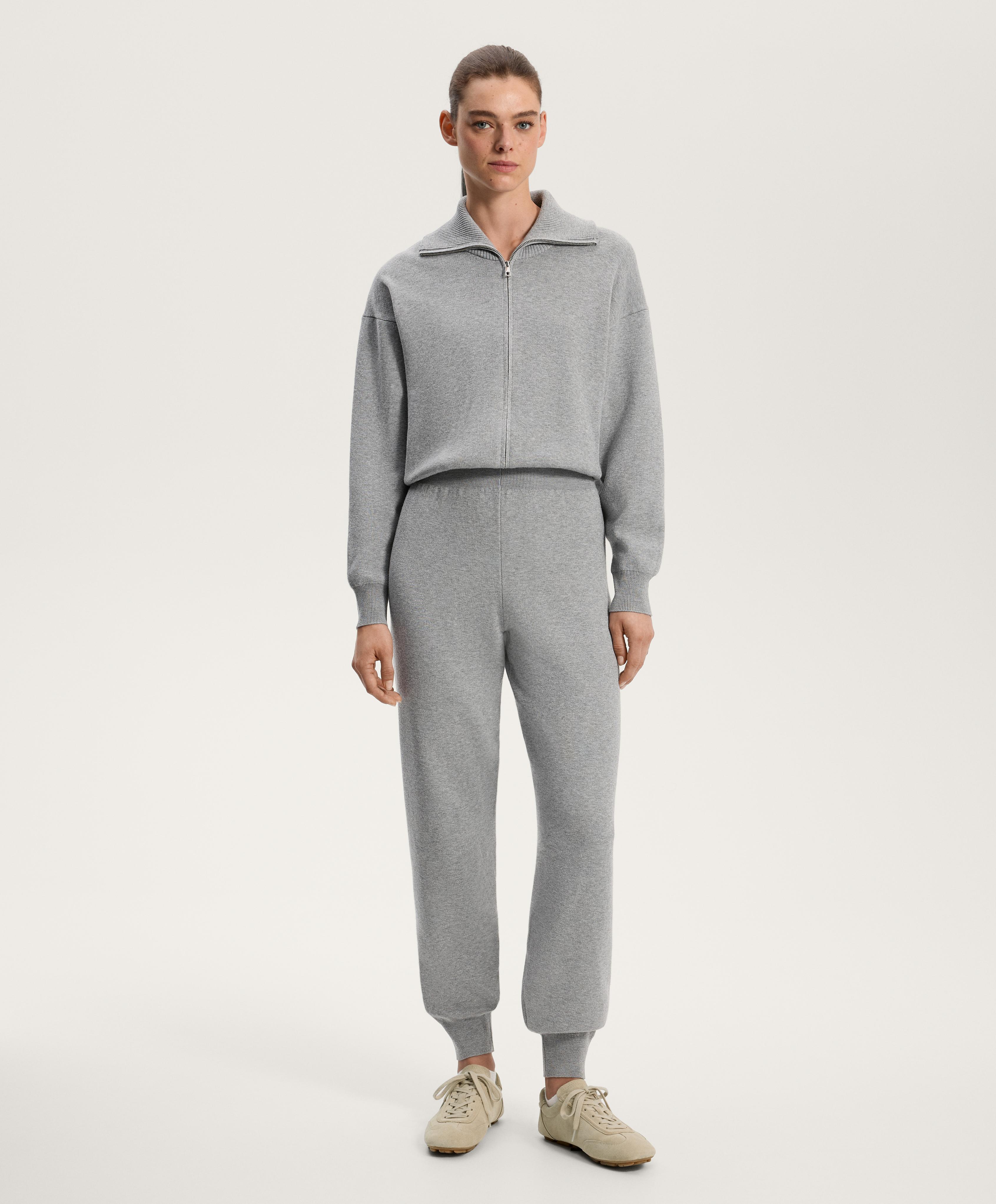 Long half-zip knit jumpsuit