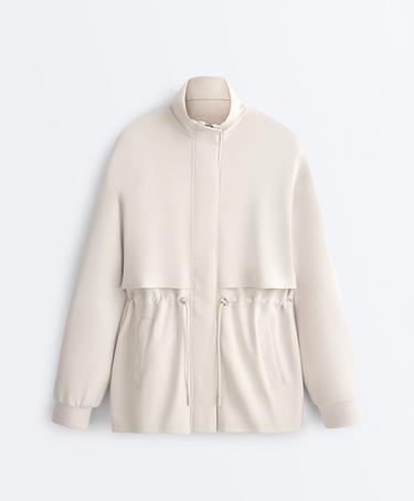 Long soft-touch jacket with modal and pockets — PALE MINK 7
