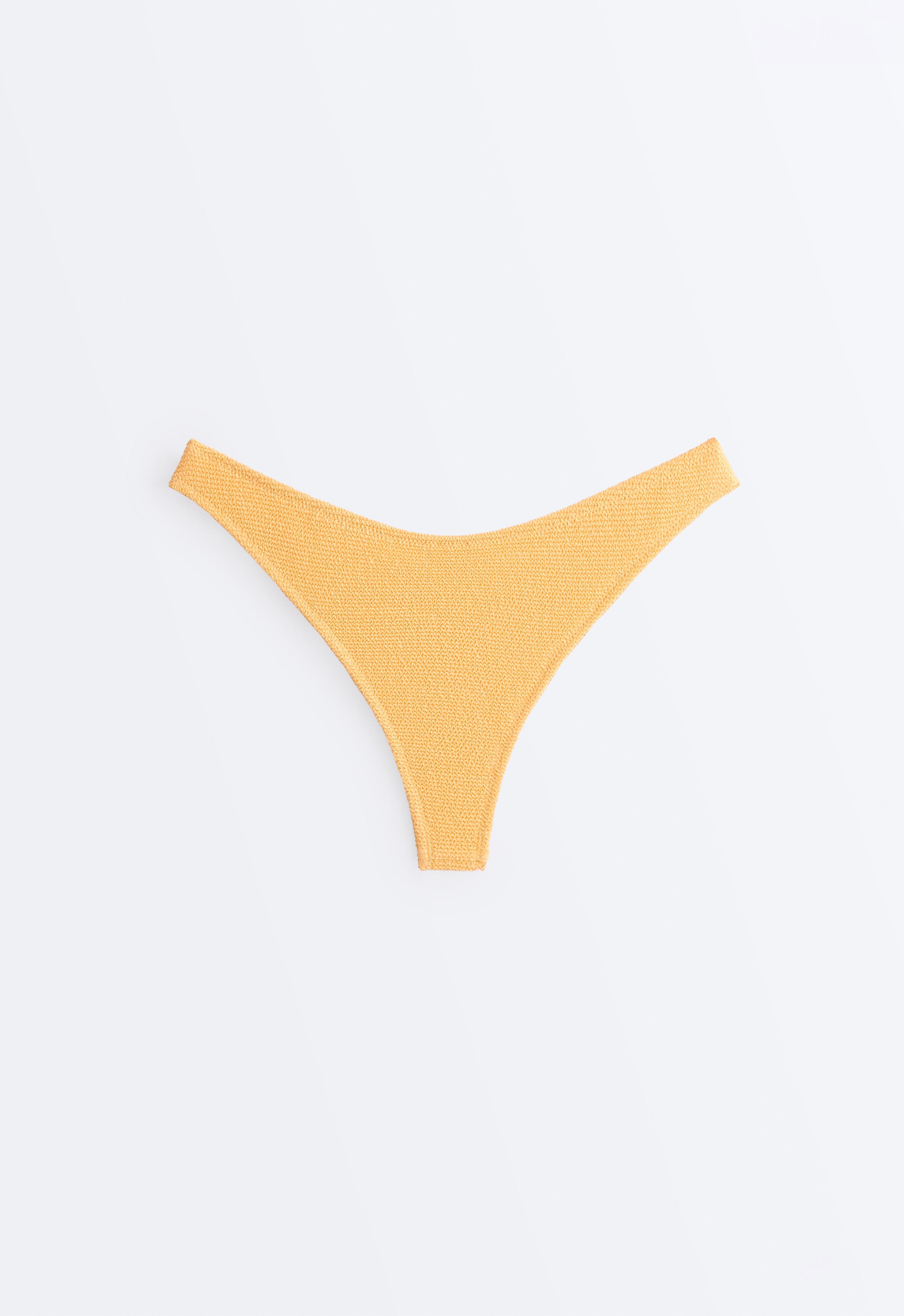U-cut crinkle Brazilian bikini briefs — BURNT YELLOW