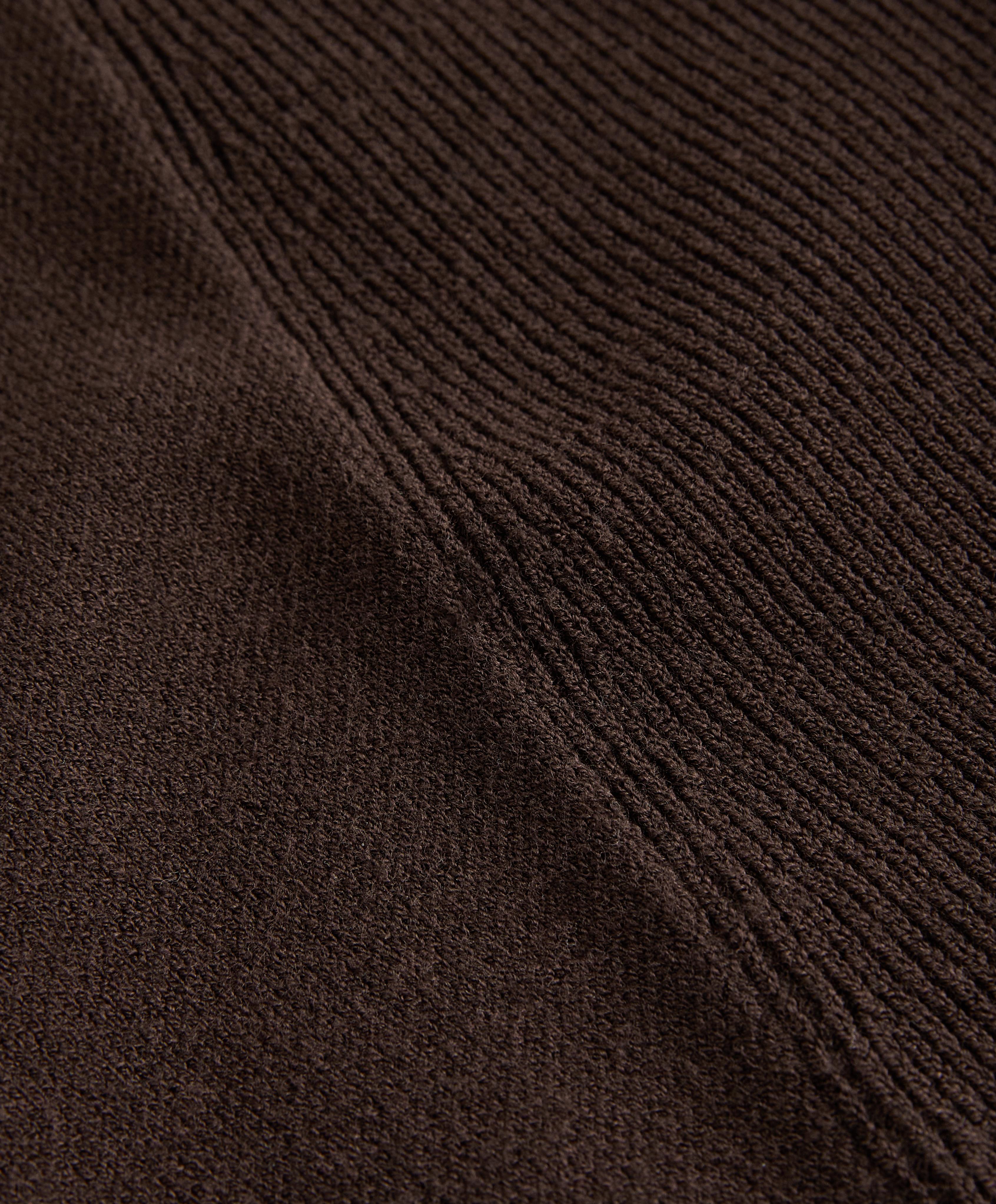 Rib collar knit jacket — BROWN