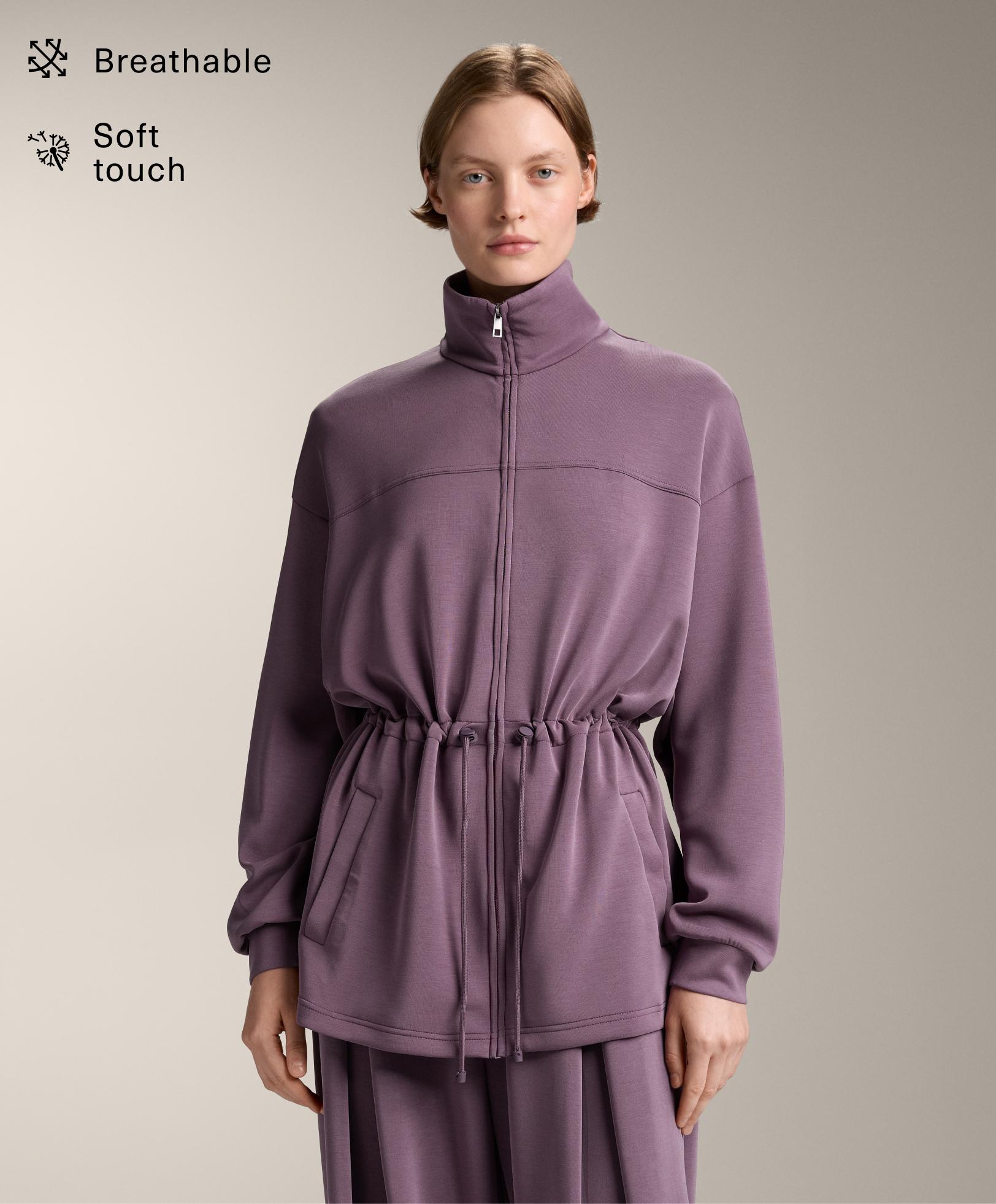 Long soft-touch jacket with modal and pockets Long soft-touch jacket with modal and pockets