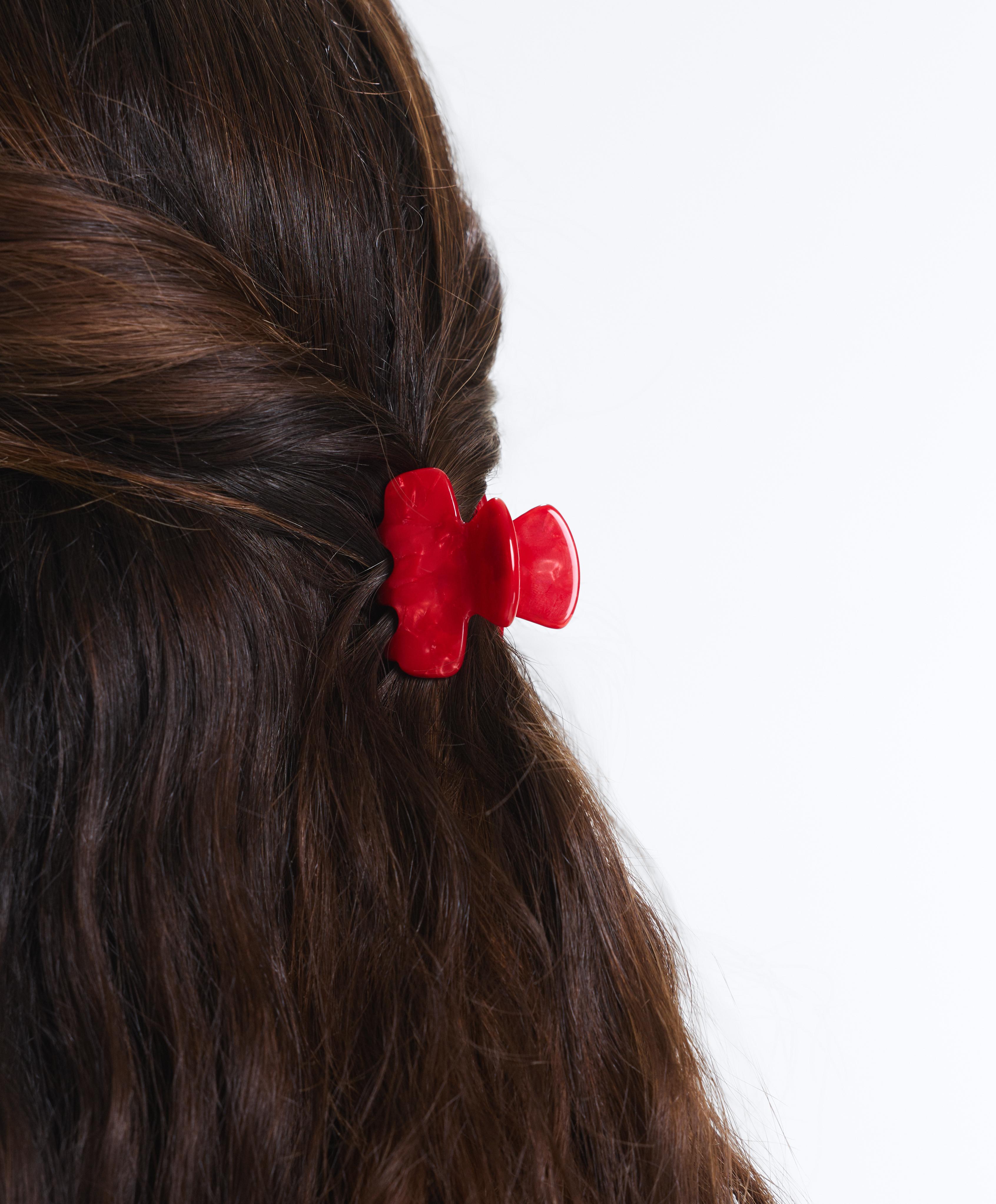2 mini hair clips — RED