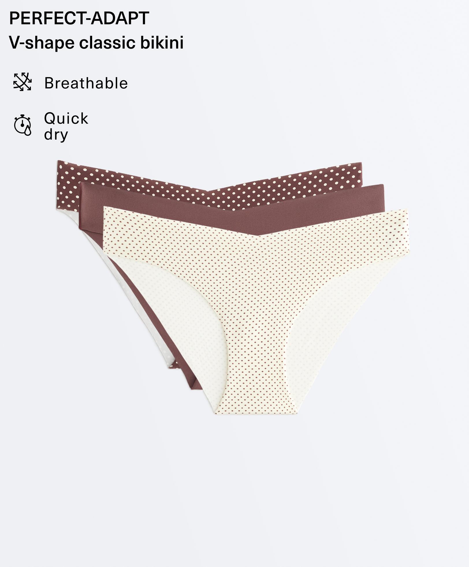 3 件装 V 型剪裁混纺聚酰胺隐形 Laser cut 比基尼经典内裤