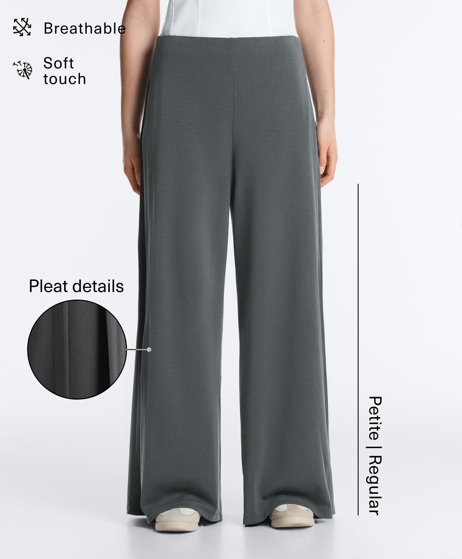 Pantalón ancho pliegue lateral con modal tacto suave