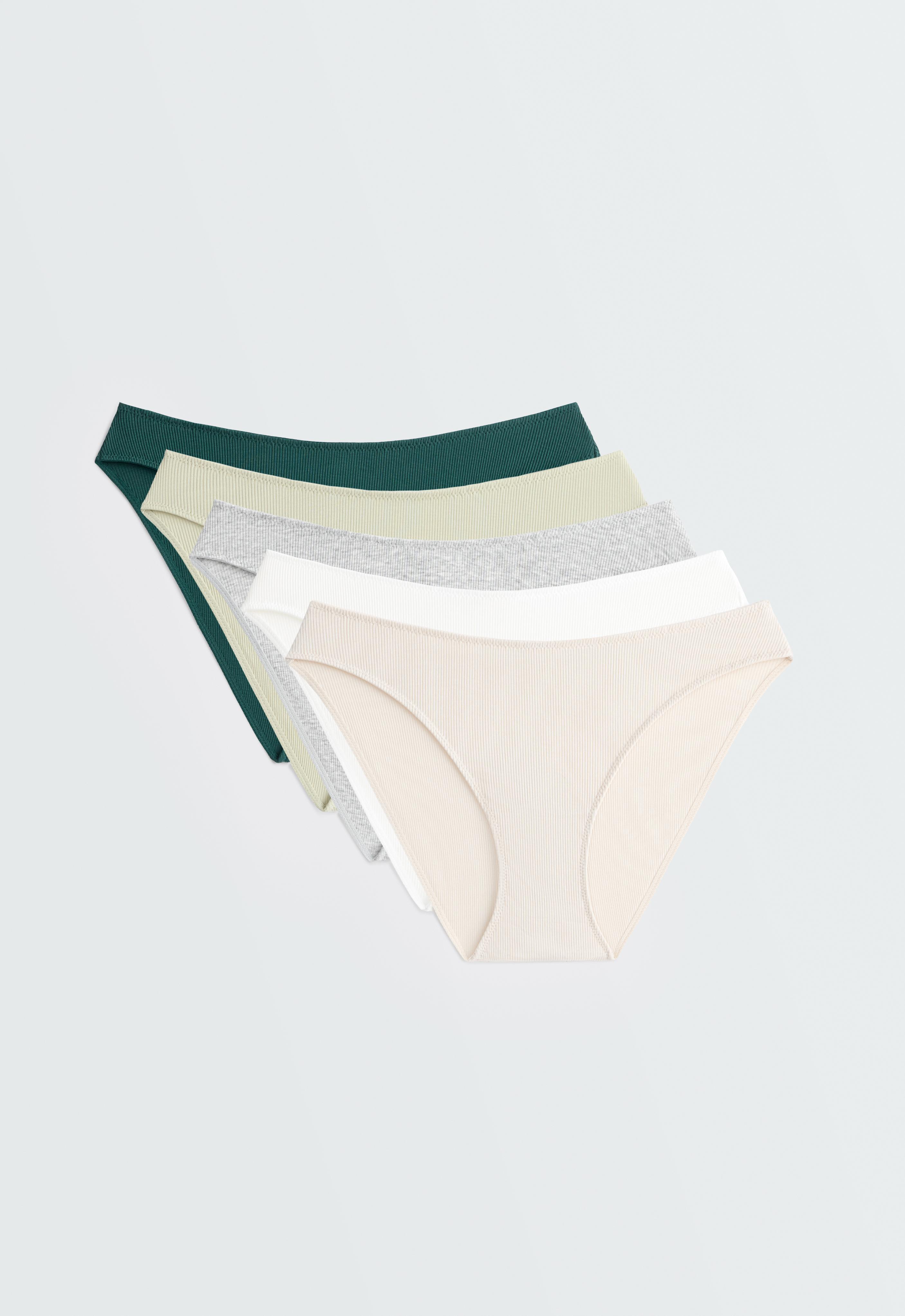 5 cotton rib U-cut classic briefs — MID KHAKI