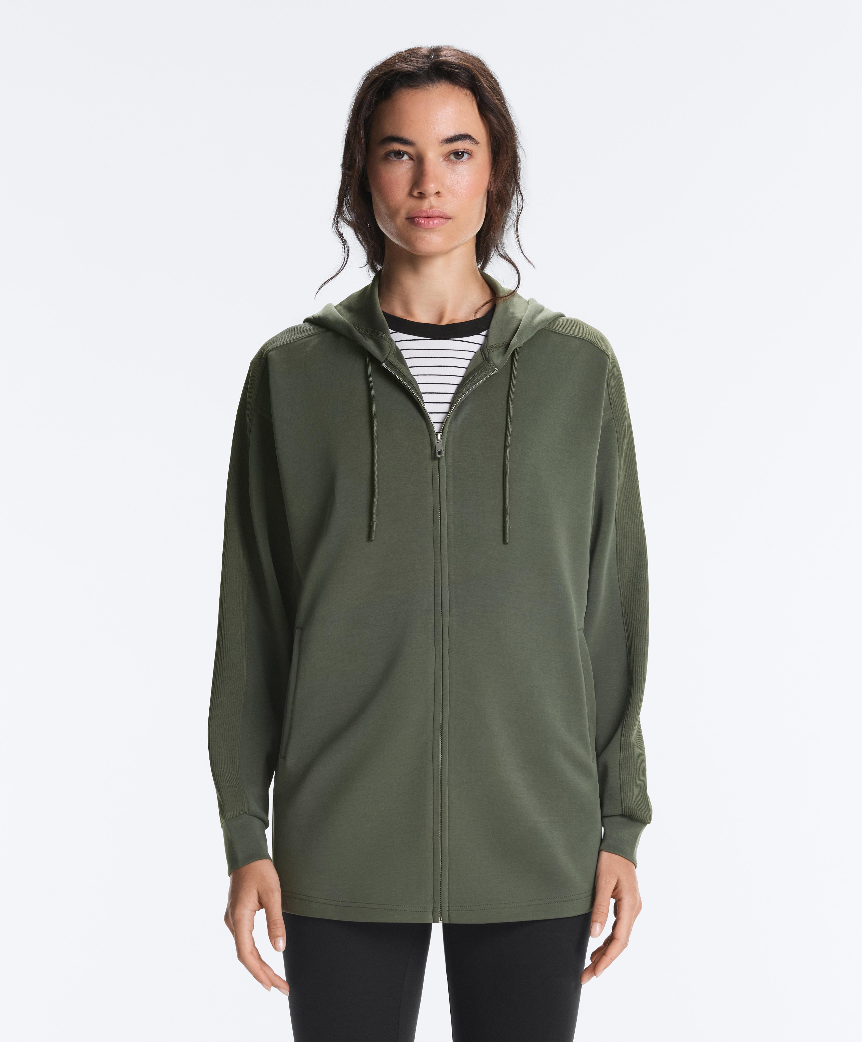 Veste longue en modal toucher doux avec détails rib