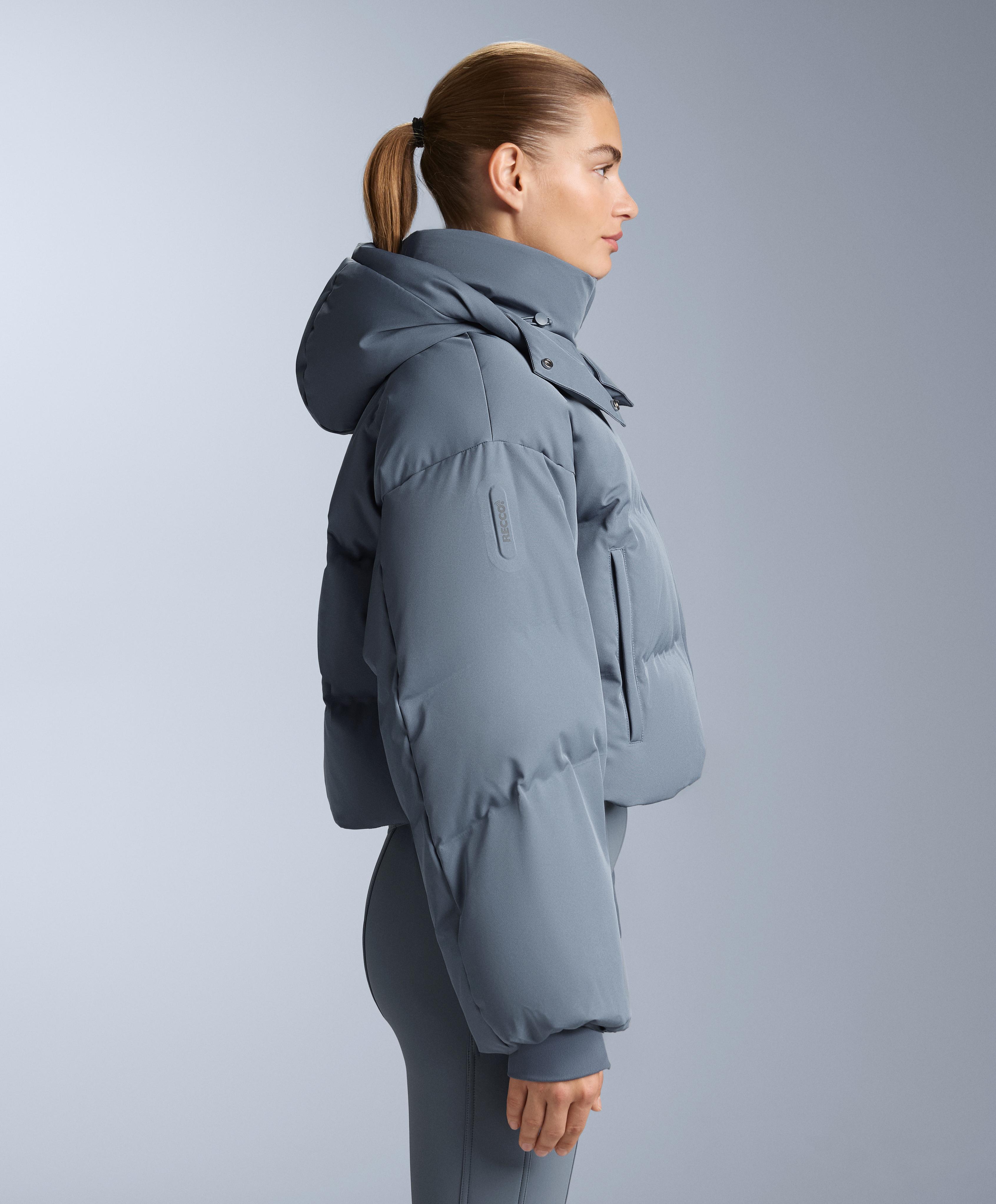 Lightweight 80% down and 20% MINARDI PIUME SKI water-resistant short jacket — GREY-BLUE