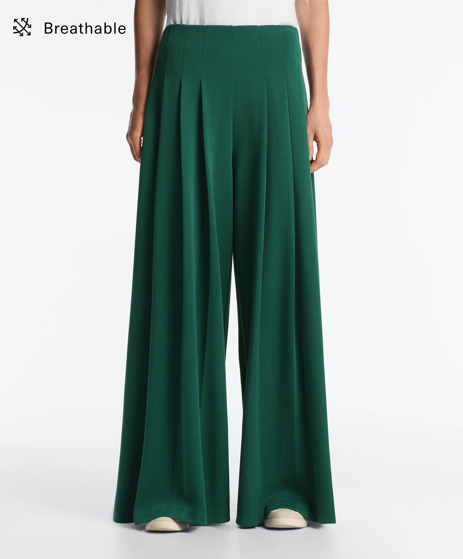 Cotton wide-leg pique pleated trousers Cotton wide-leg pique pleated trousers