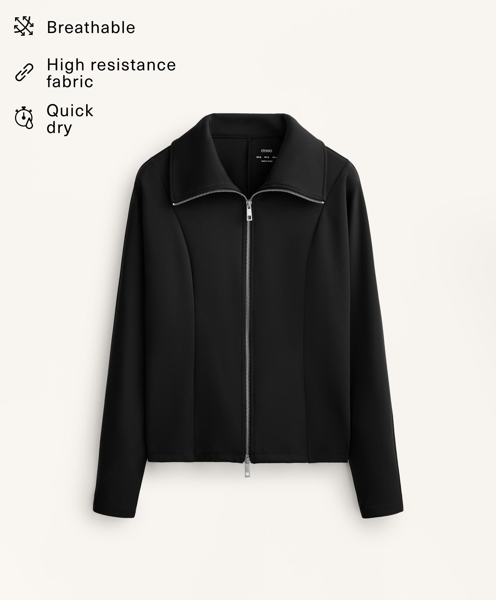 Double zip neoprene-effect jacket