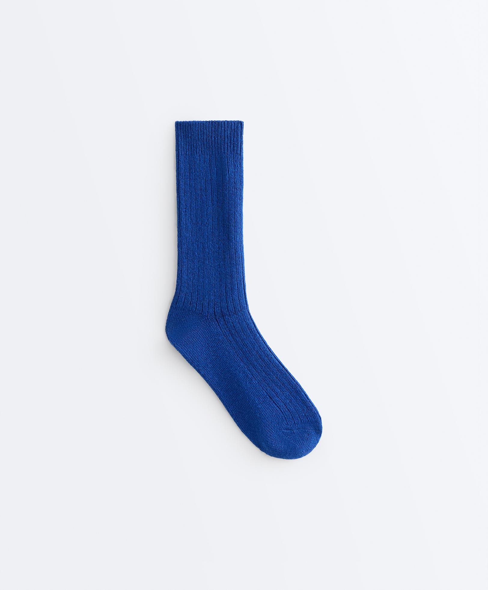 Classic socks 15% cashmere 10% wool — MID-BLUE