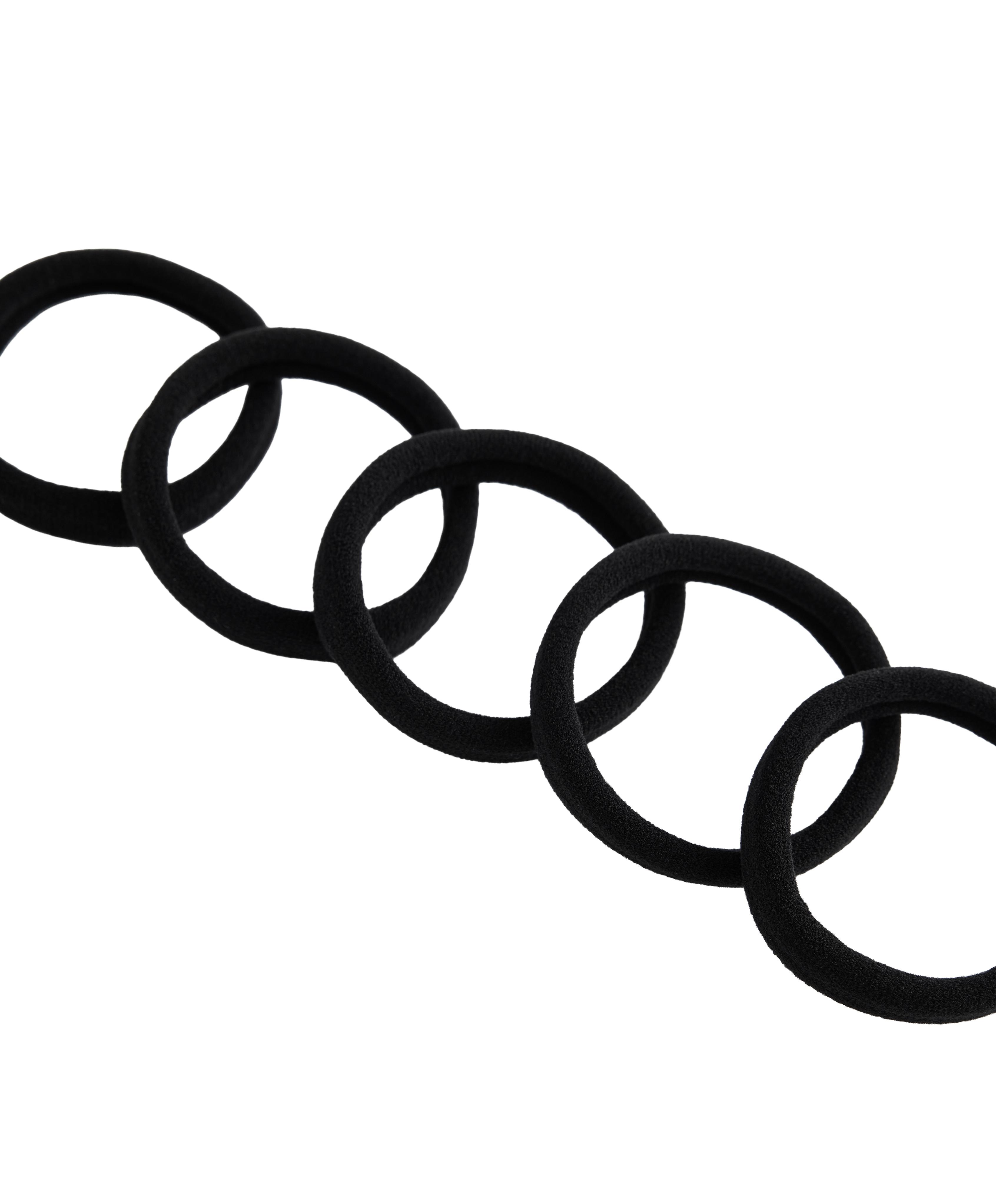 5 smooth hair ties — BLACK