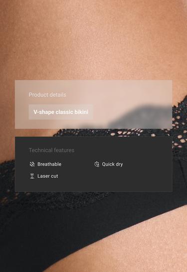 3 laser-cut polyamide blend V-cut lace bikini briefs — BLACK 2