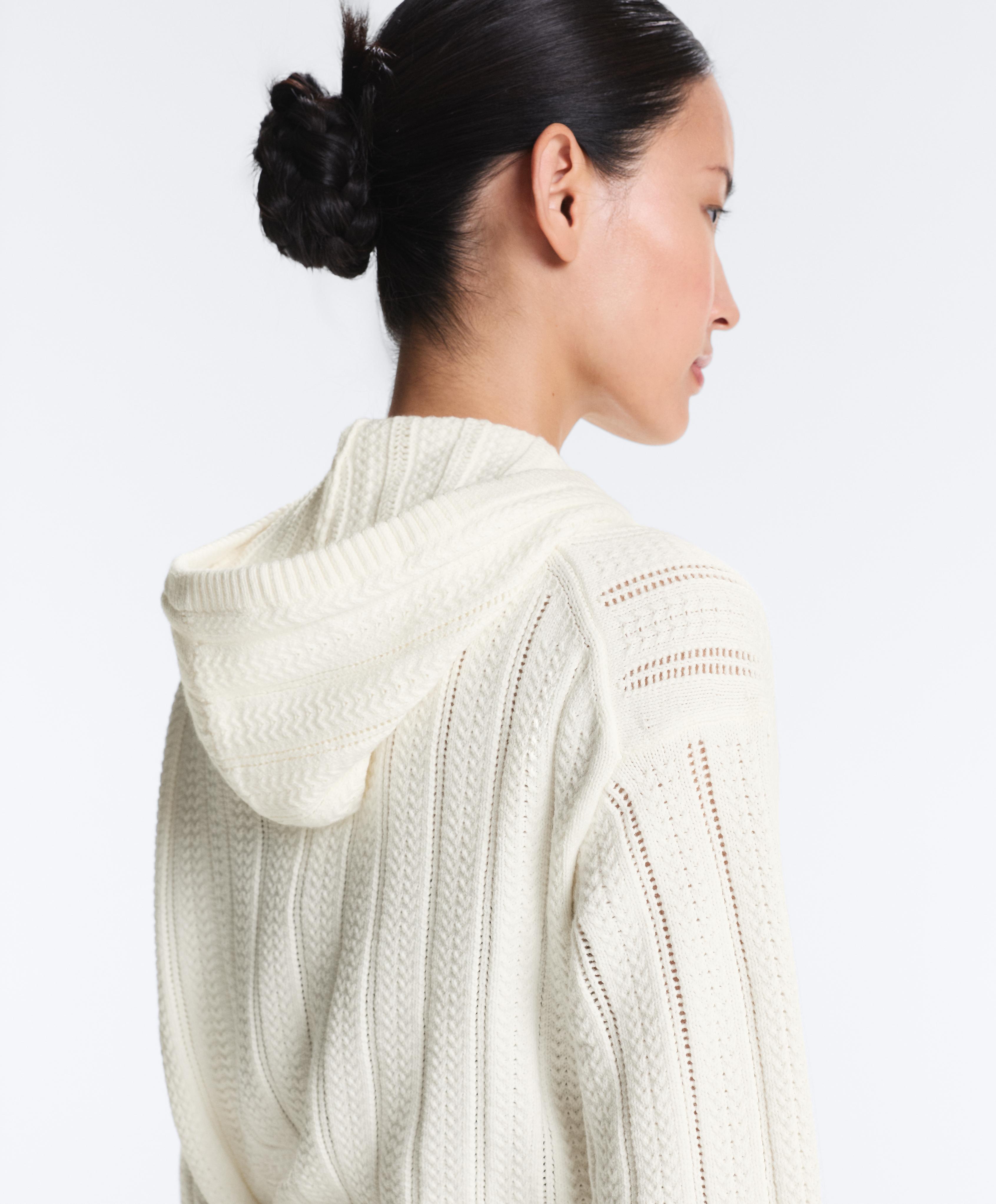 Openwork knit hooded jacket — WHITE 