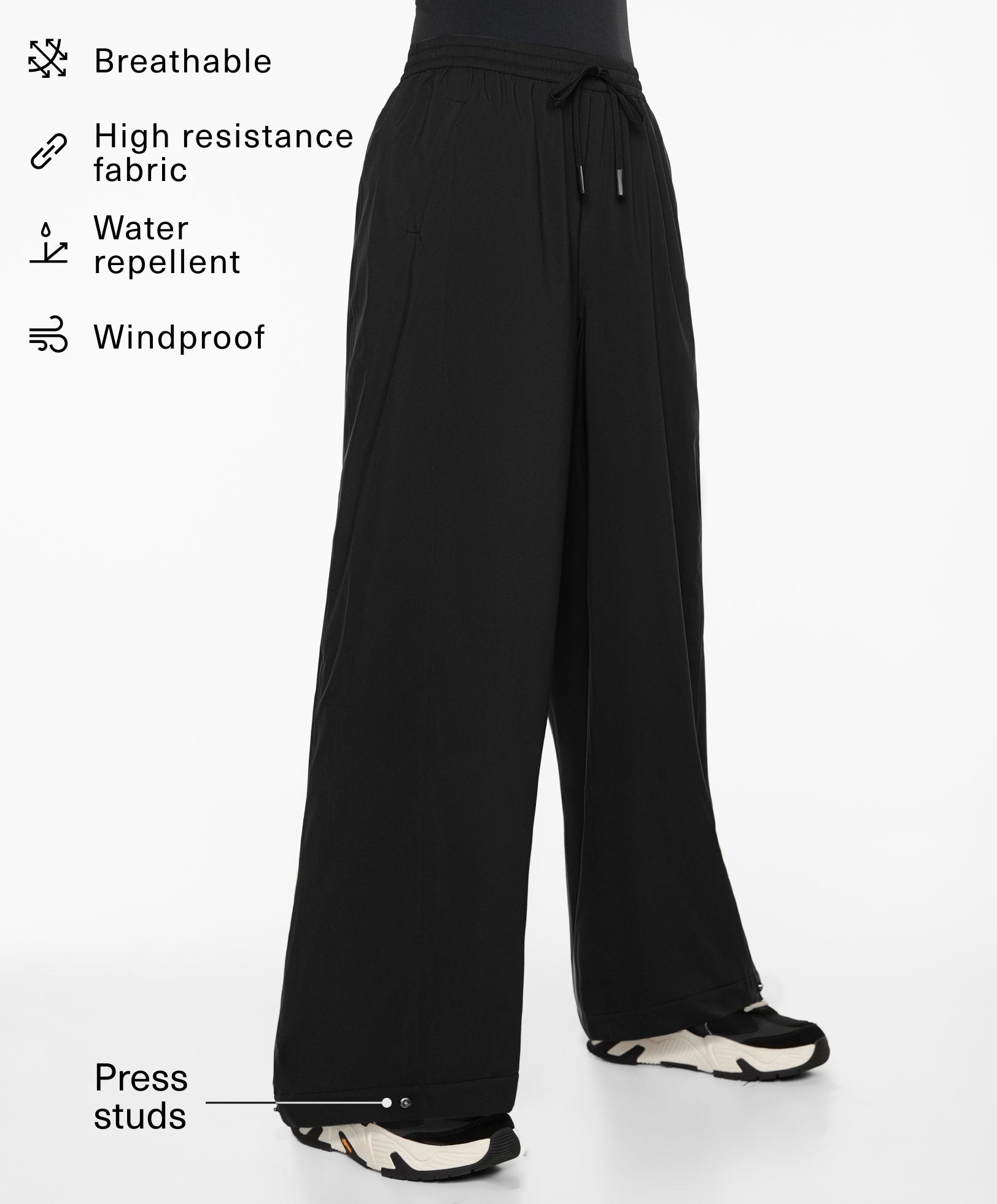 Warm-interior wide-leg trousers