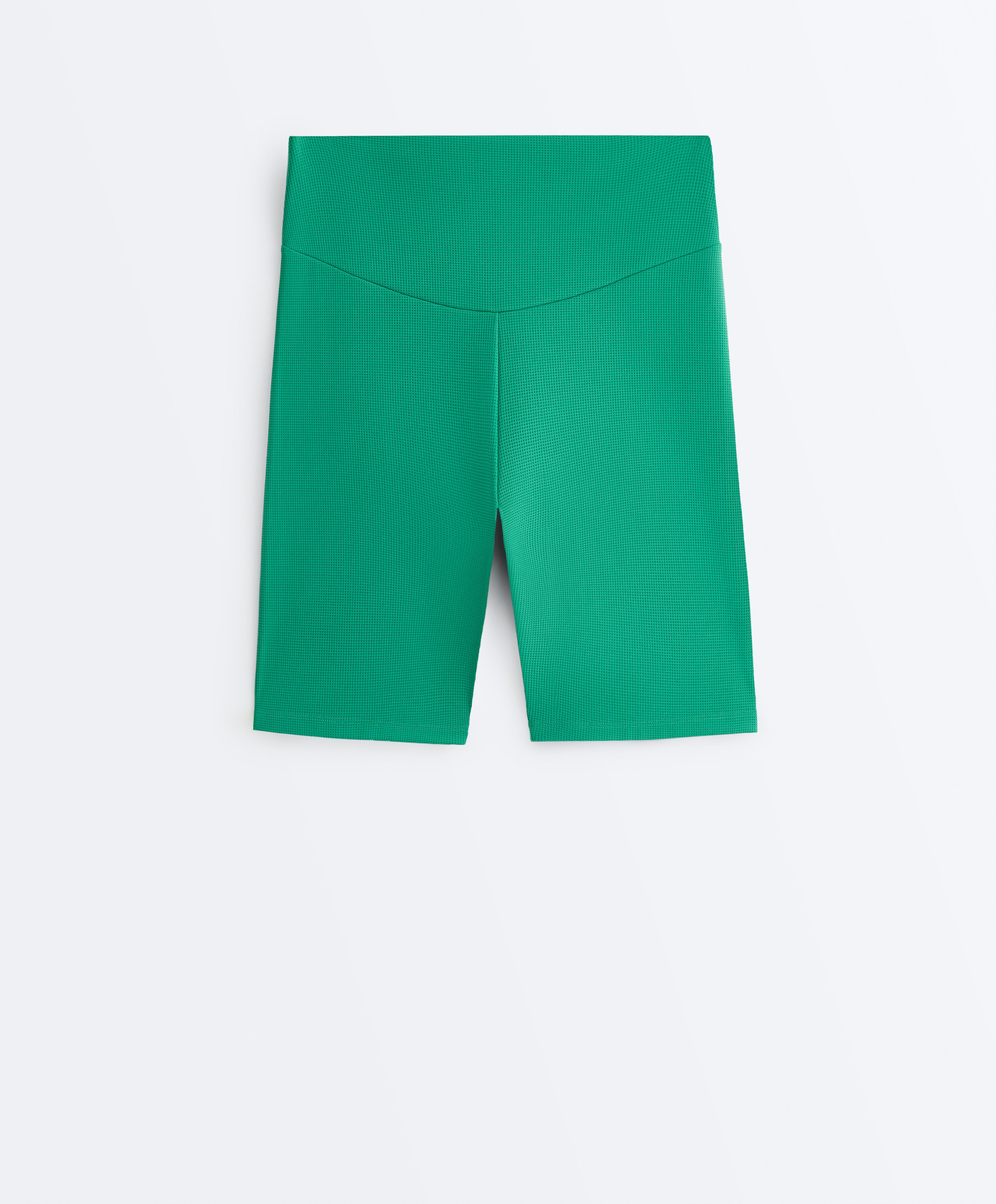 High-rise 20cm piqué biker leggings — MID-GREEN MELANGE