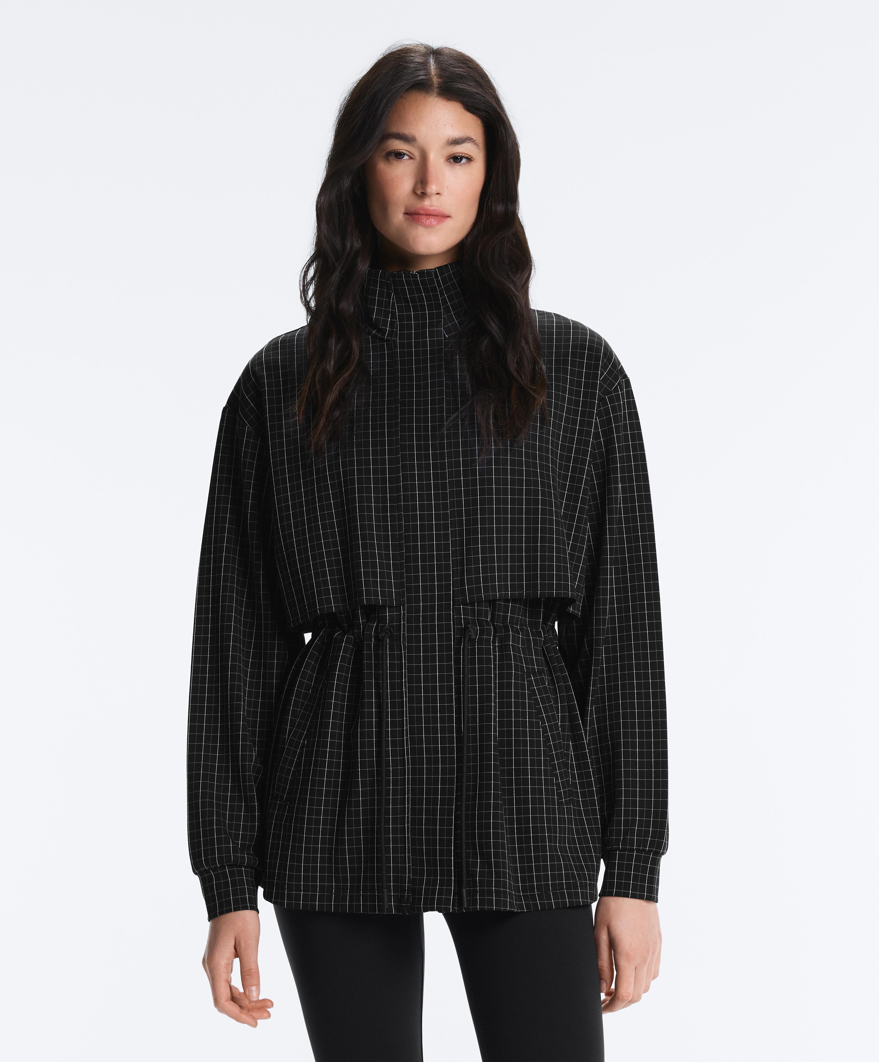 Long checked jacket — BLACK