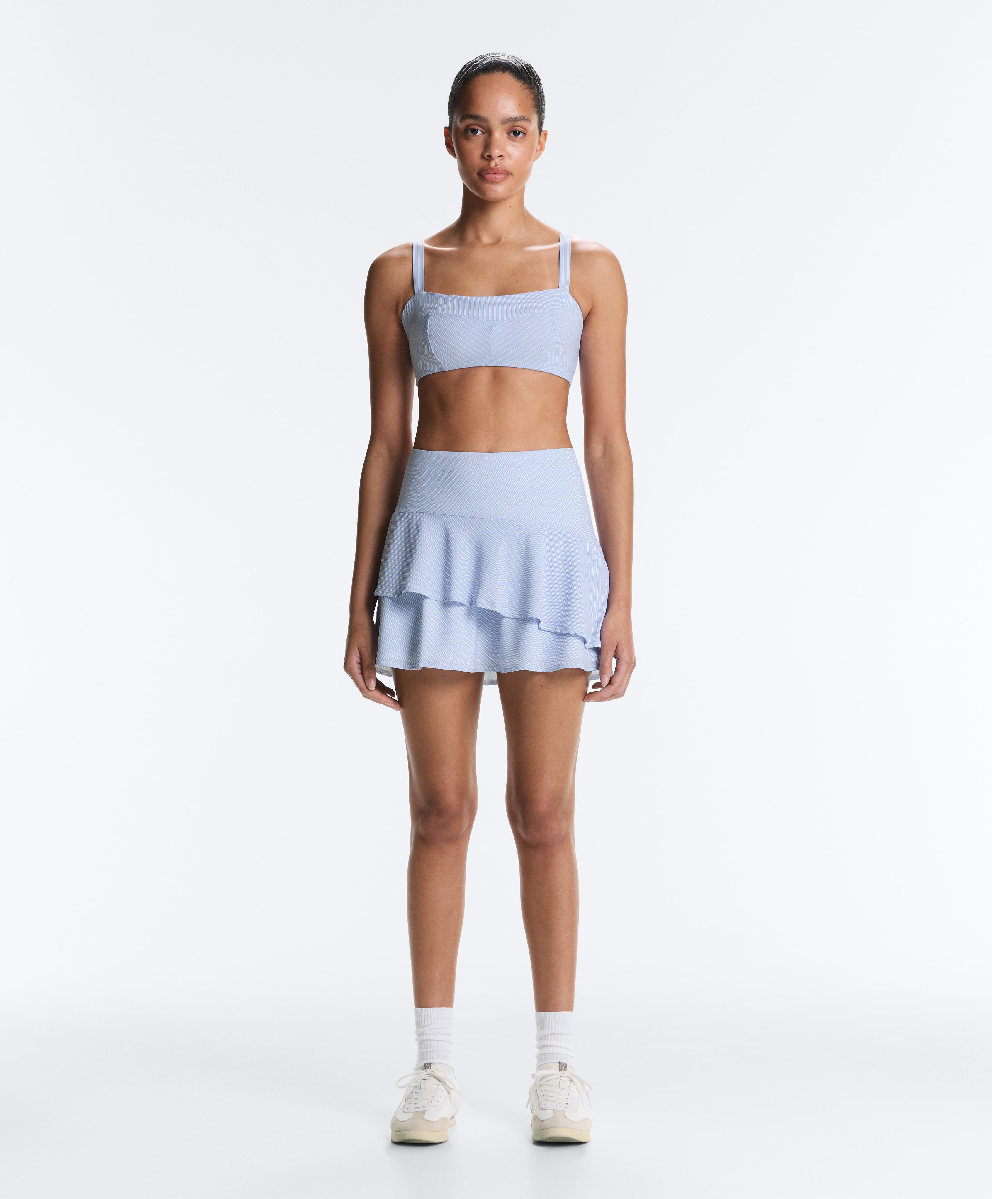 Medium-support striped straight sports bra — BLUE