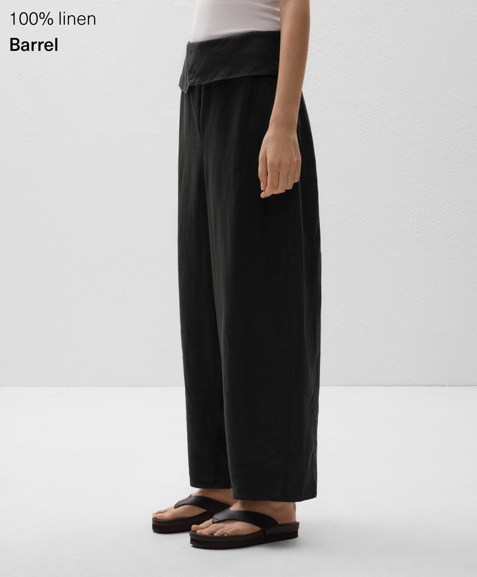 100% linen foldover waist trousers