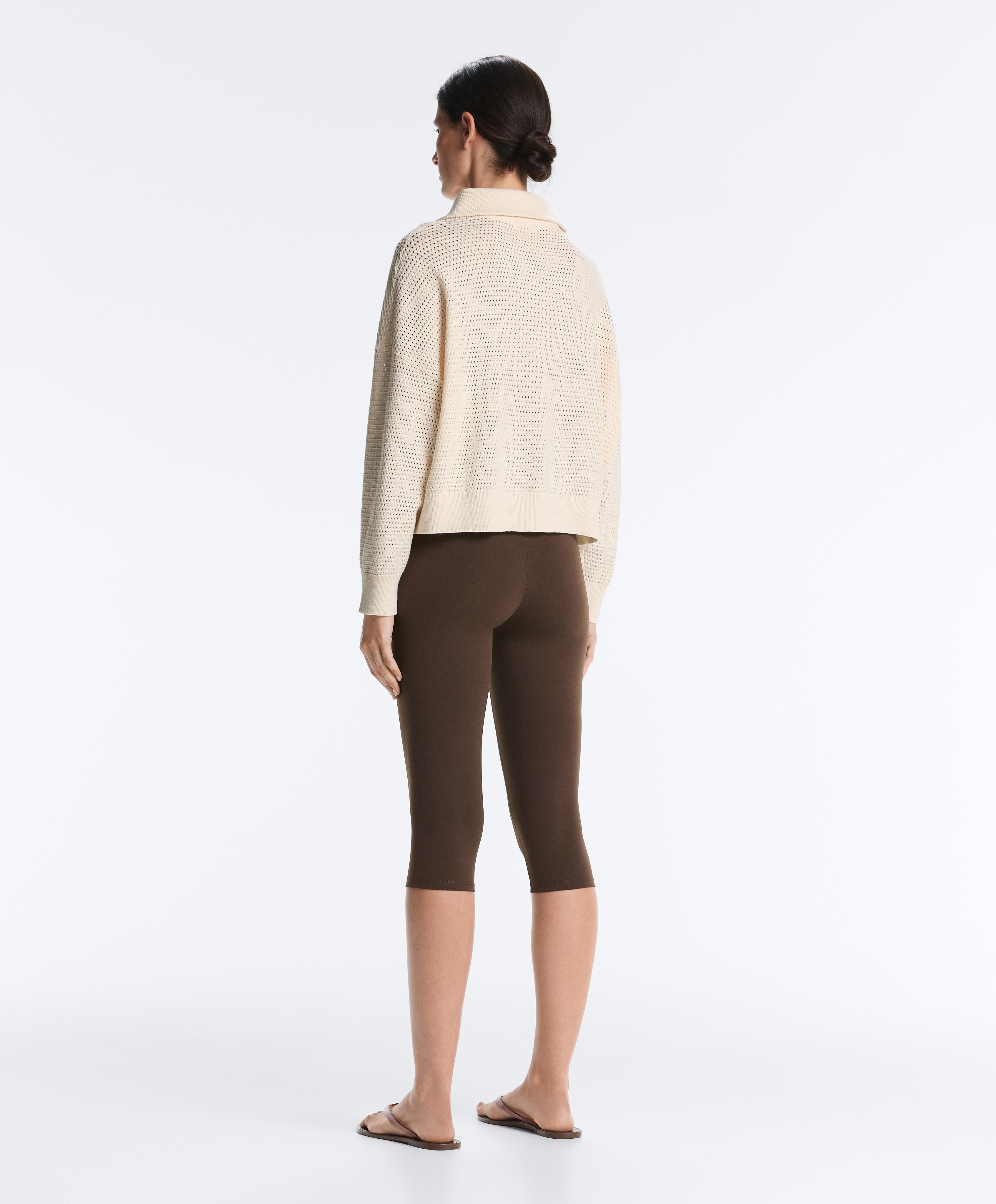 Cotton-blend open knit jumper — PALE ECRU