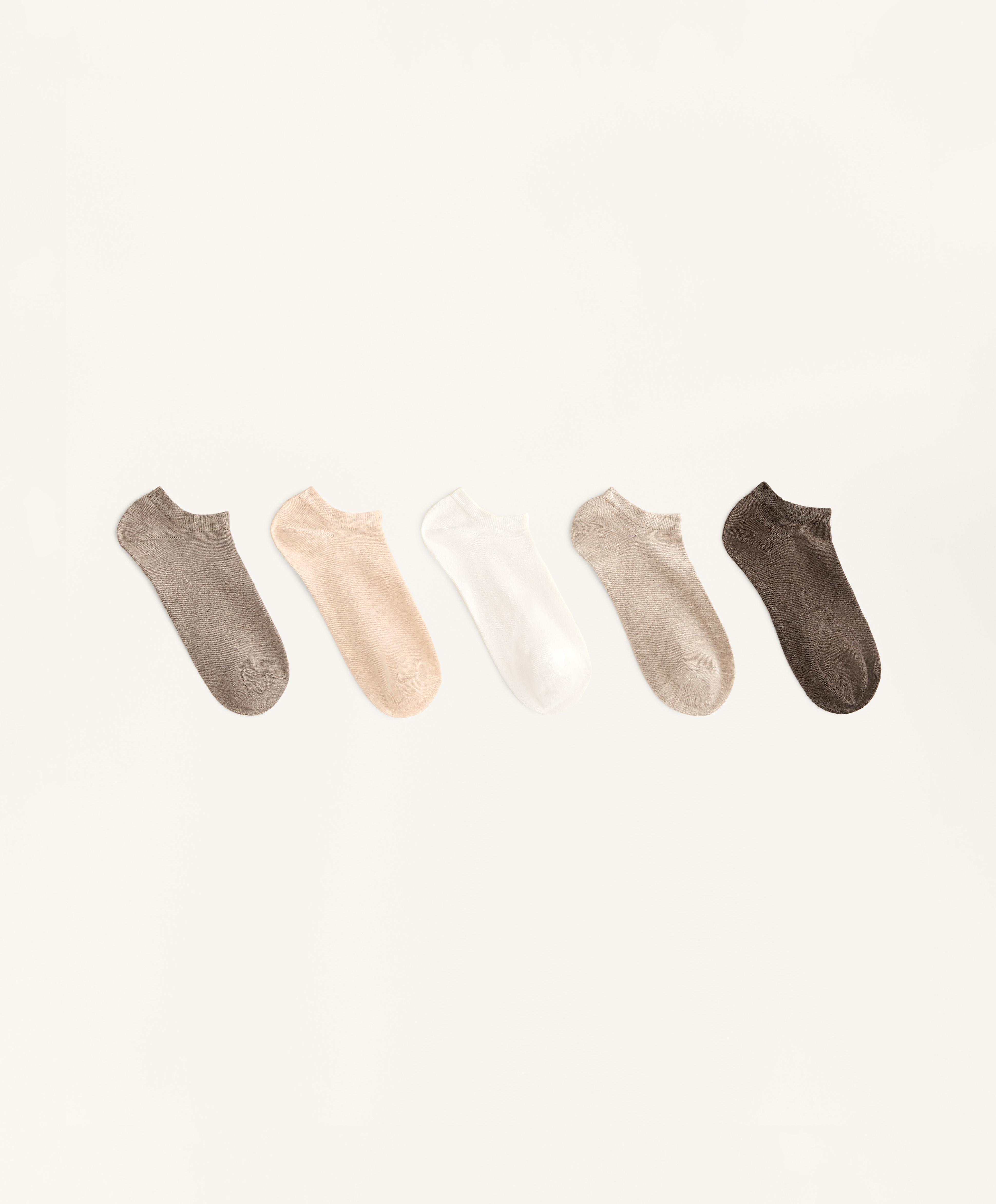 5 pairs of cotton blend sneaker socks — SAND MELANGE