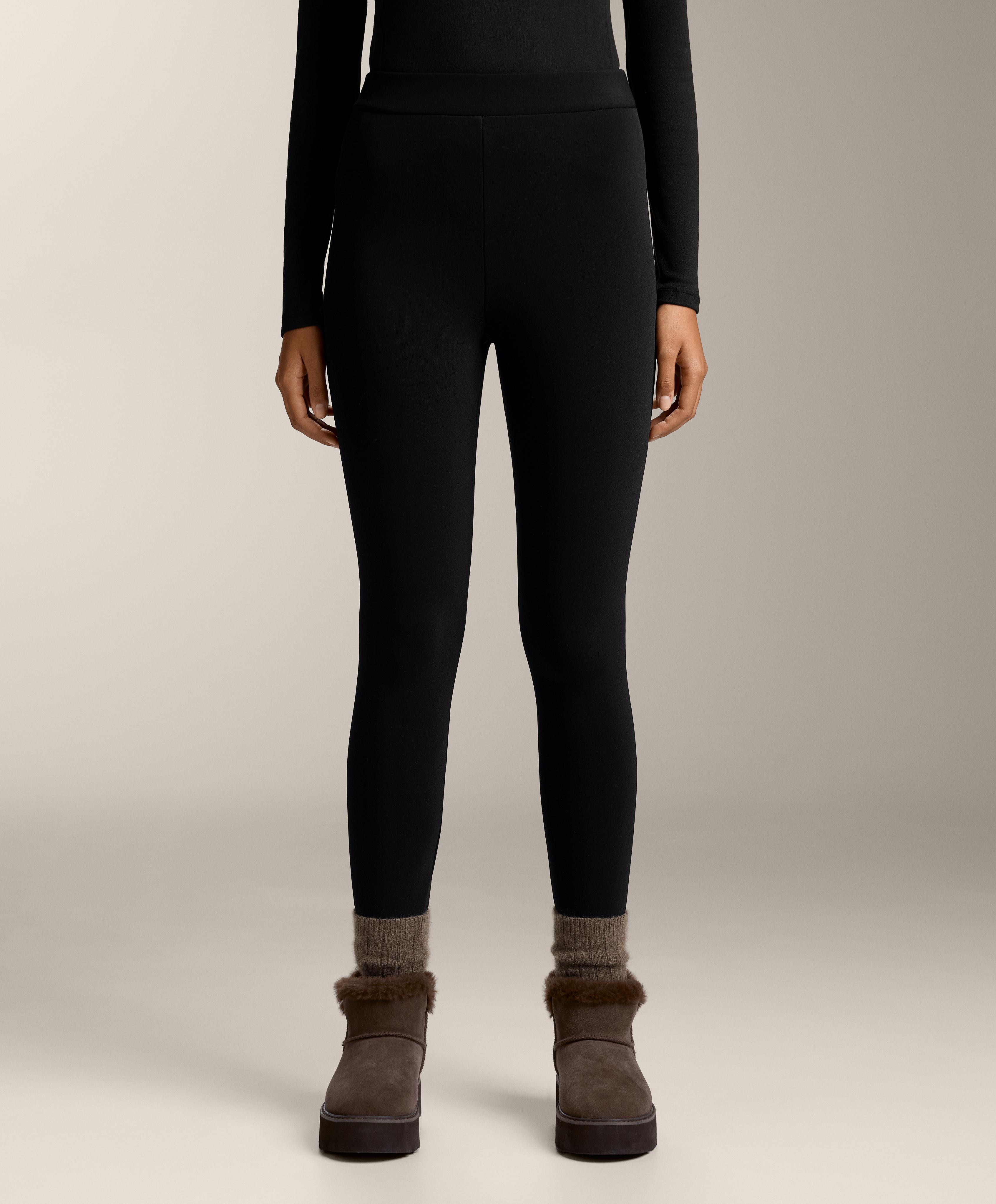 Ankle-length high-rise super-extra-warm seamless 70cm leggings — BLACK