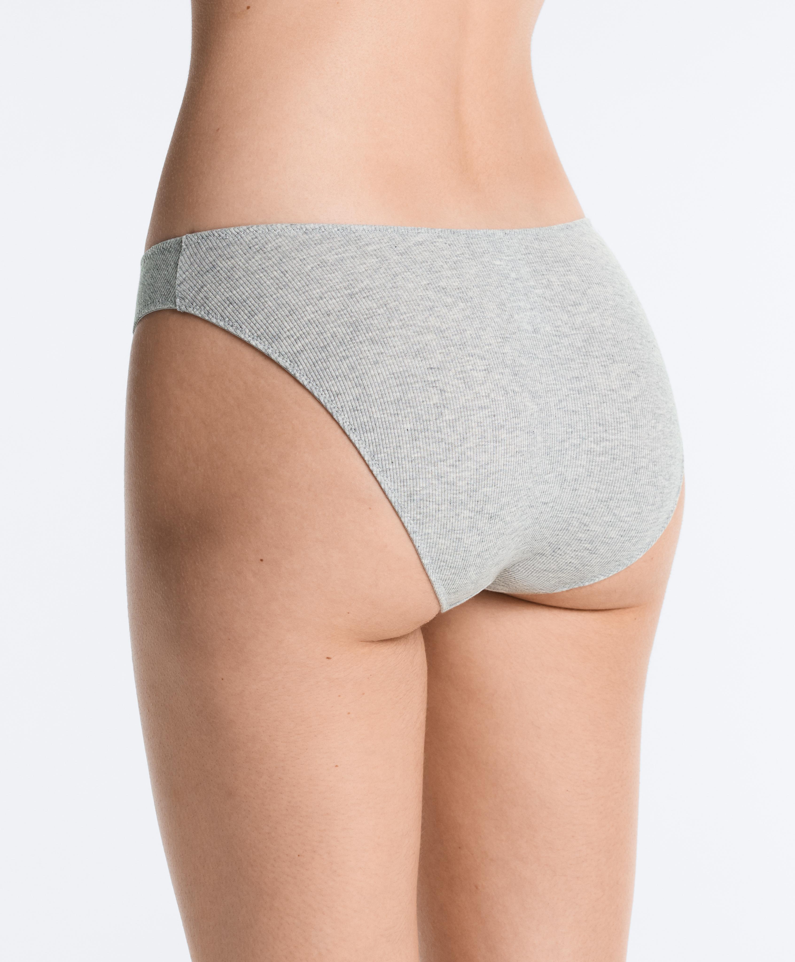 5 cotton rib U-cut classic briefs — MID KHAKI
