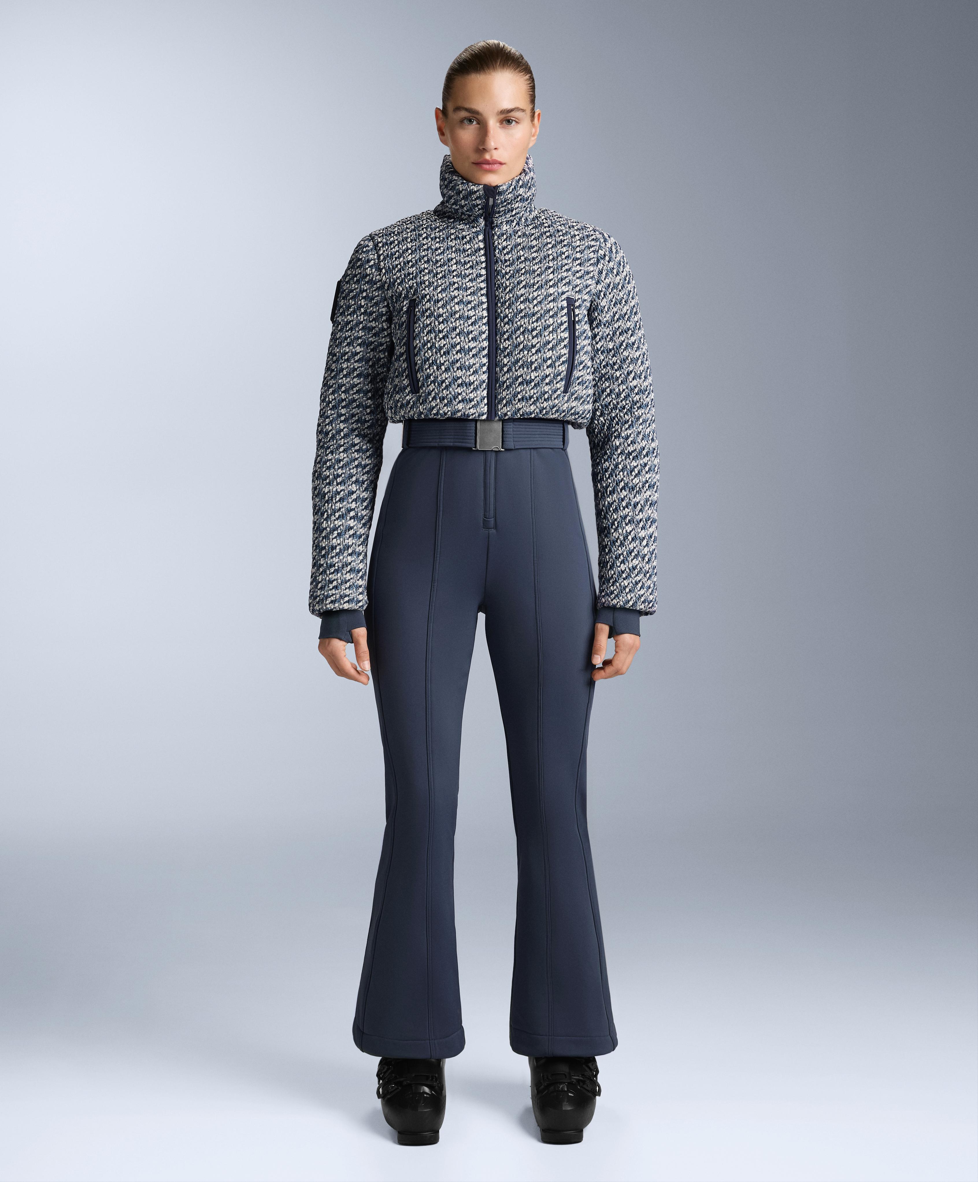 MINARDI PIUME SKI water-resistant twist padded 80% down and 20% feather jumpsuit — WASHED DARK BLUE