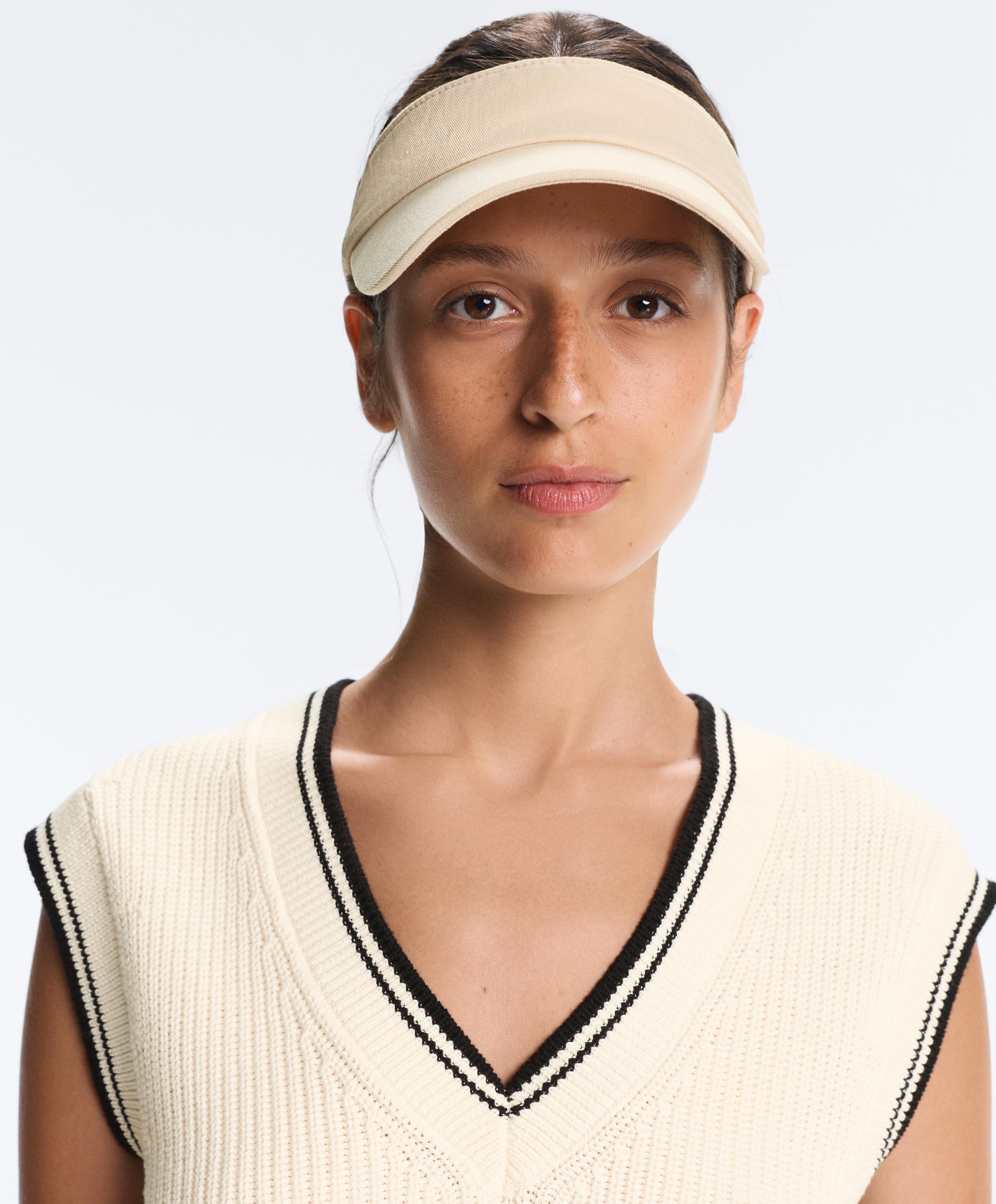 Washed-effect 100% cotton visor — ECRU