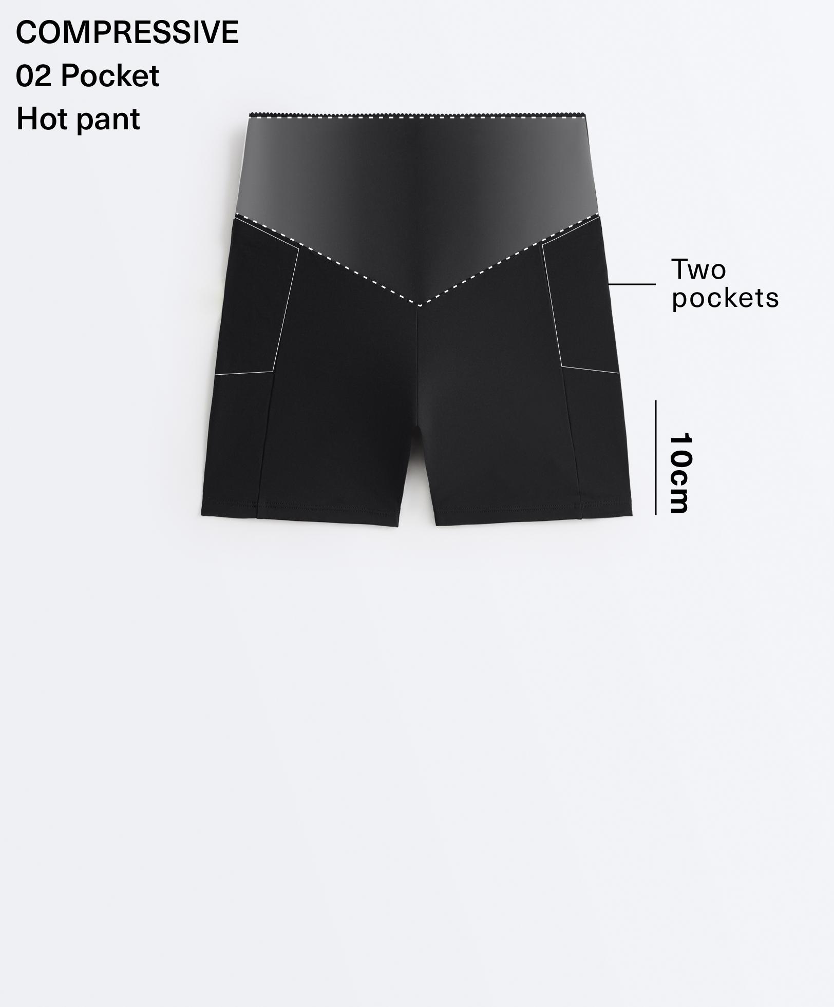 High-rise compressive pocket 10 cm hot pants