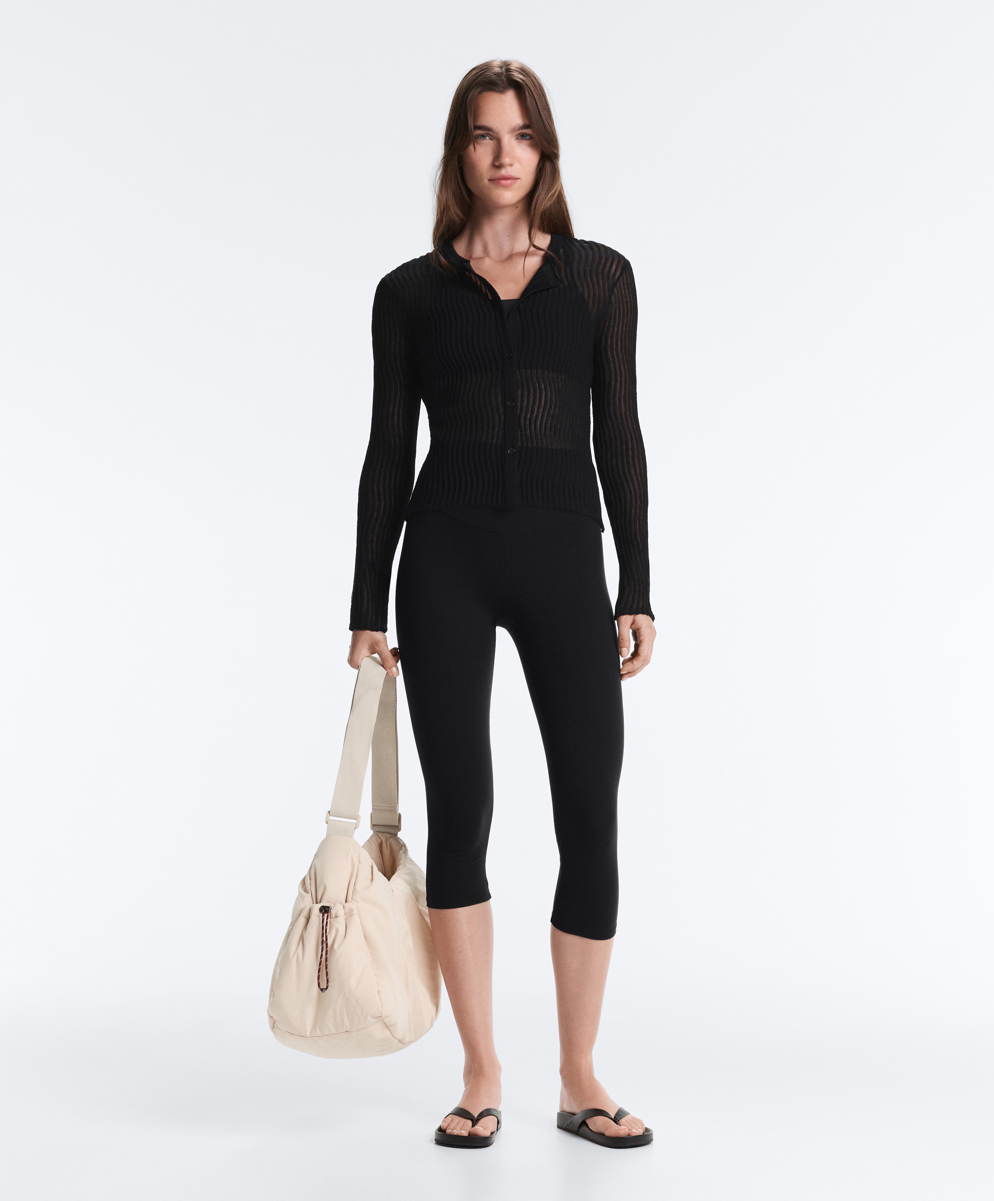 Sheer cotton-blend long-sleeve cardigan — BLACK