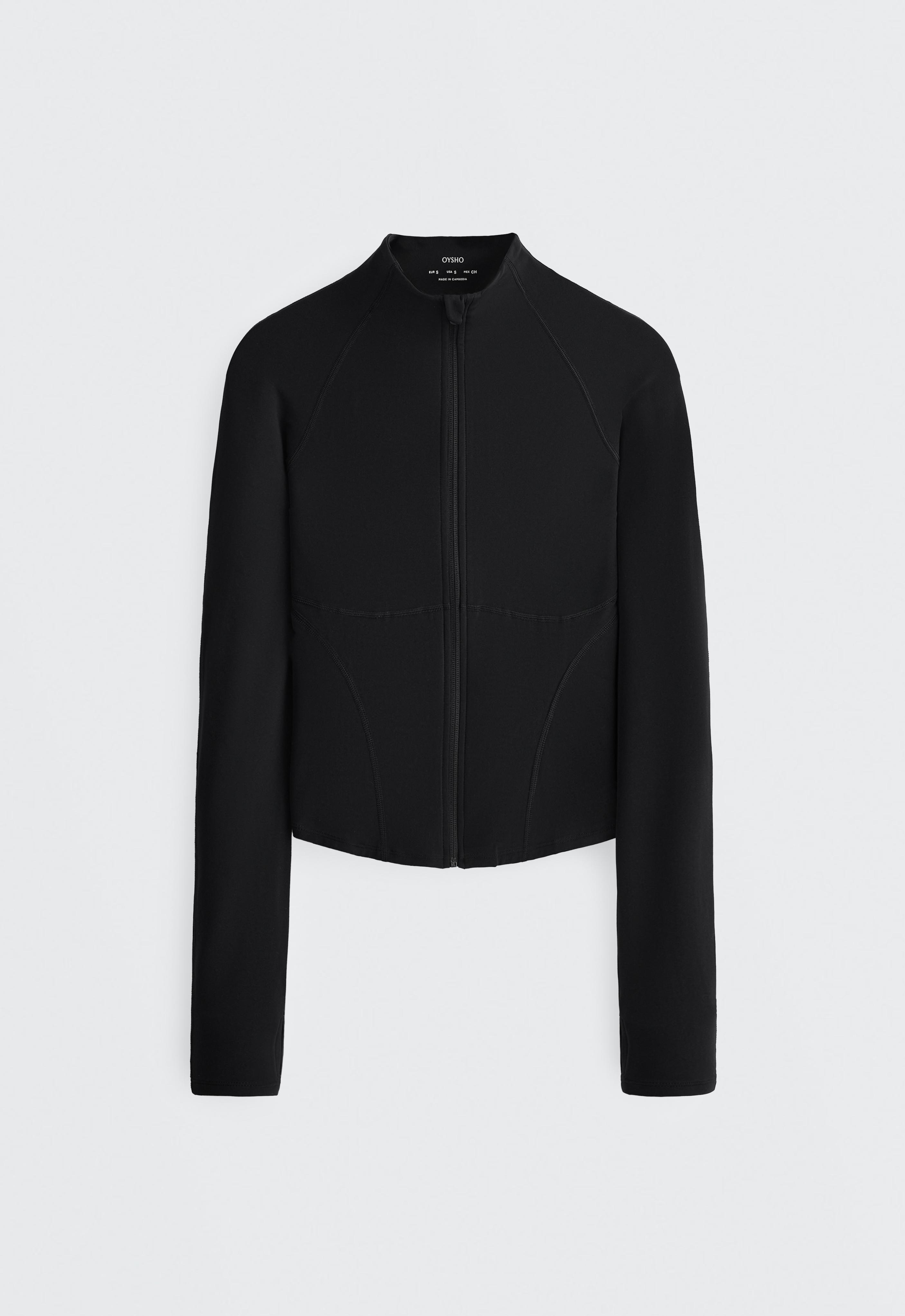 Light warm technical jacket with seams — BLACK