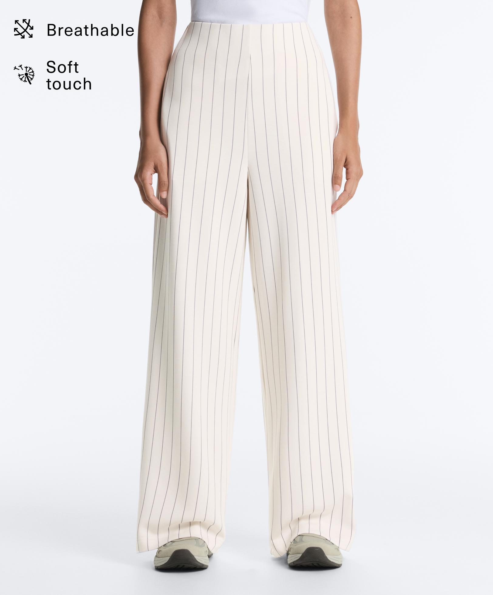 Soft-touch pinstripe wide-leg trousers with modal