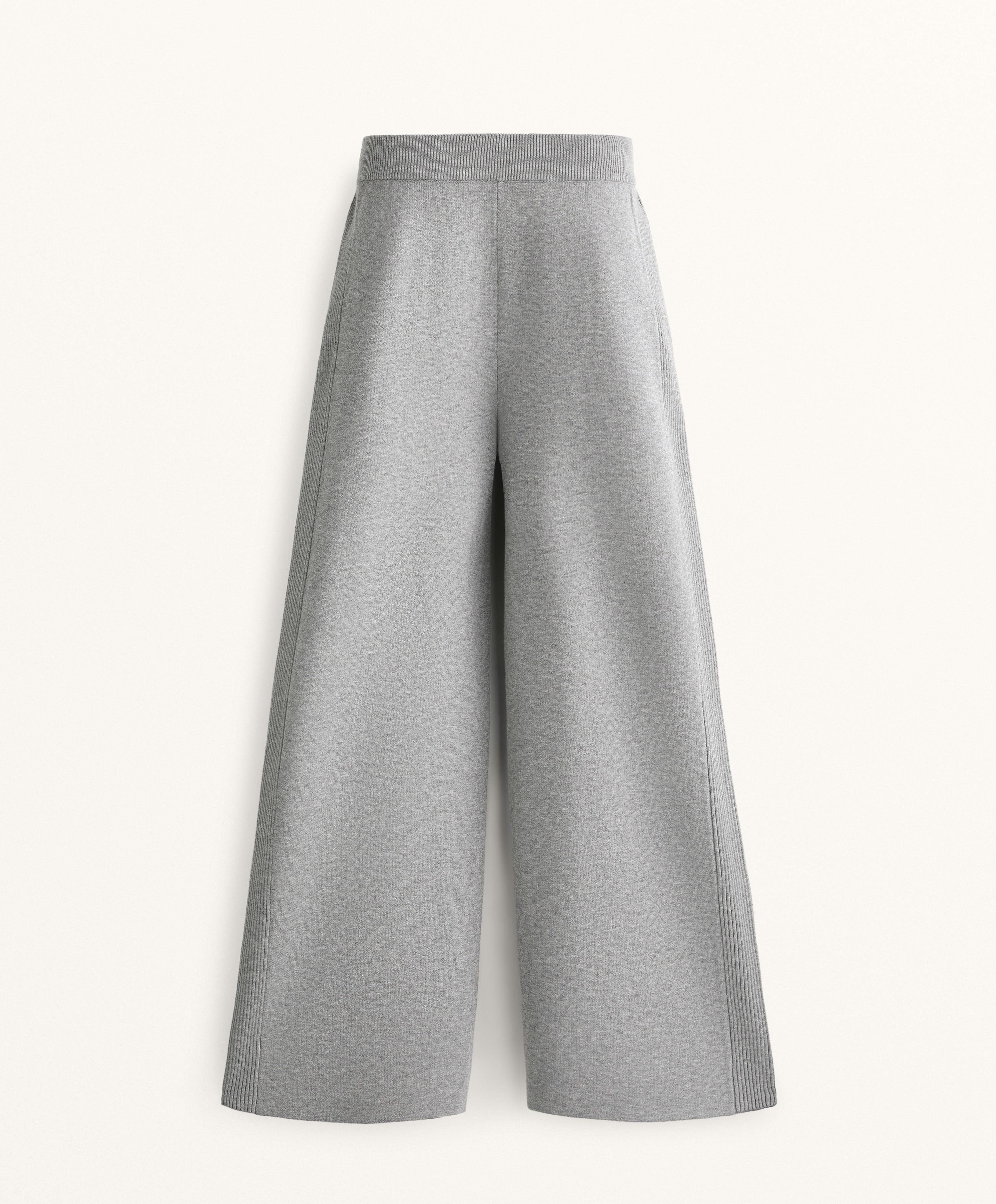 Straight-leg knit trousers with side rib