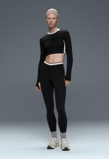 Comfortlux ankle-length high rise block leggings — BLACK 1
