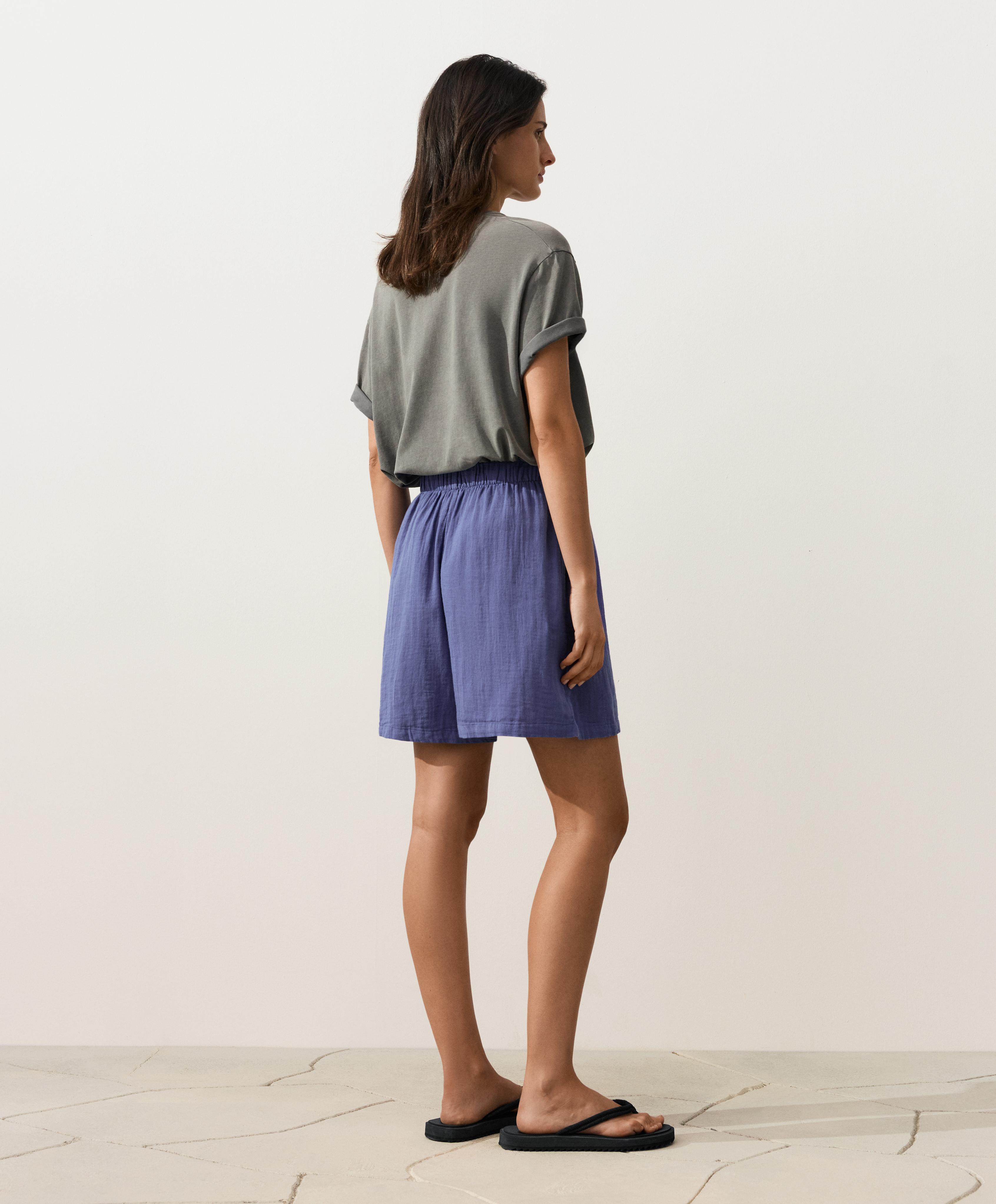 100% cotton gauze bermuda shorts — BLUEBERRY