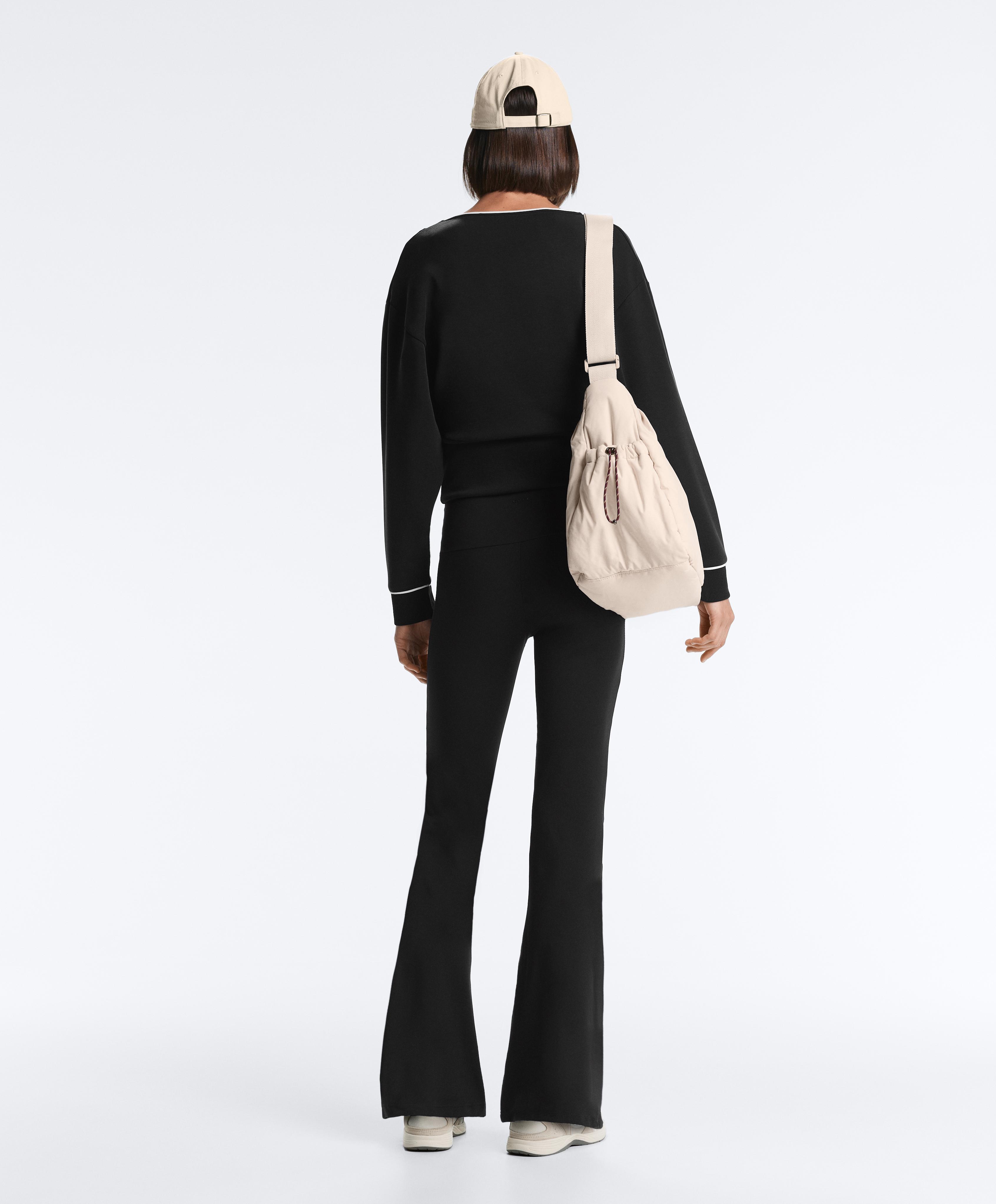Wrap sweatshirt with contrast piping and modal — BLACK