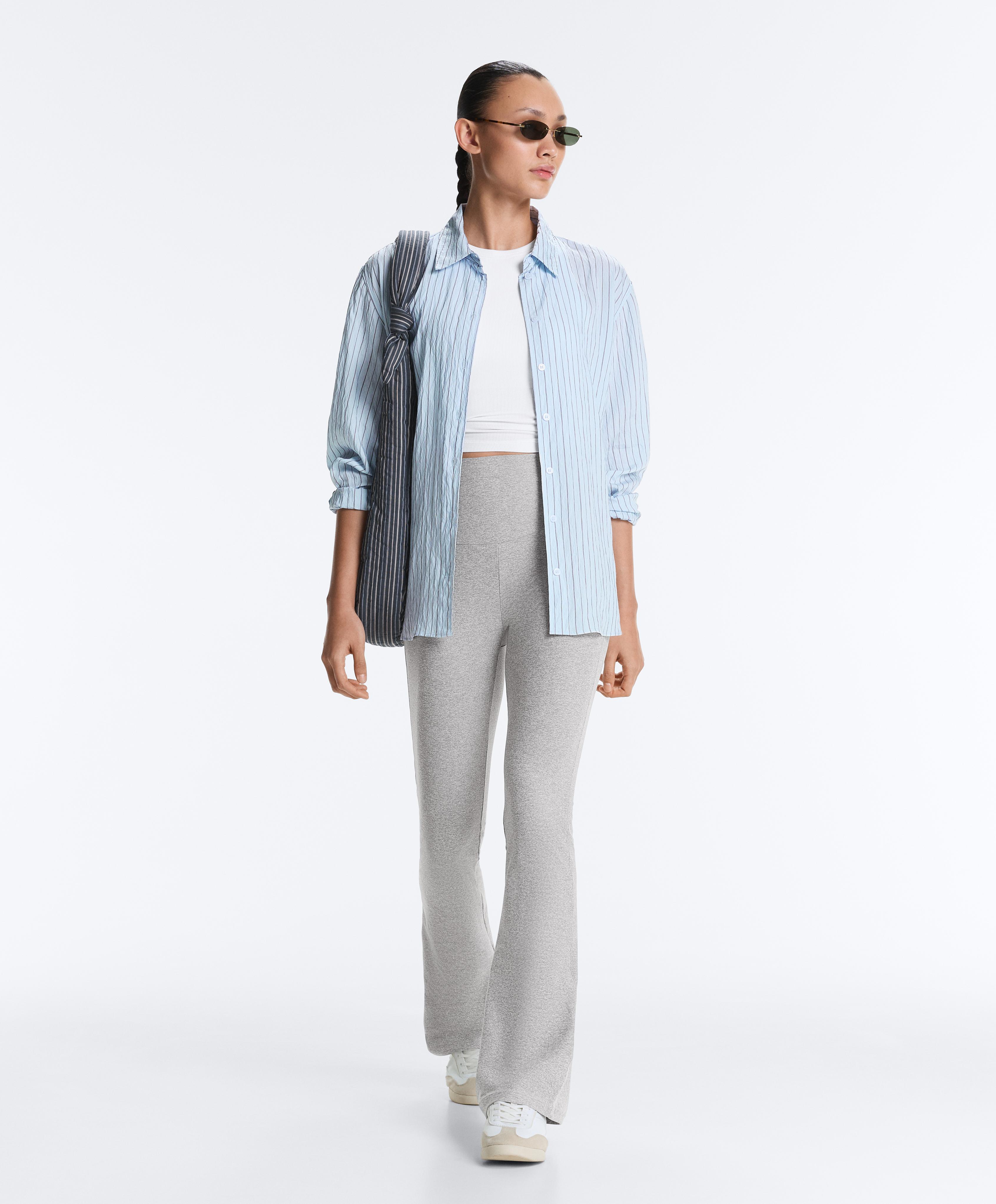 High-rise Comfortlux flare trousers — GREY MELANGE