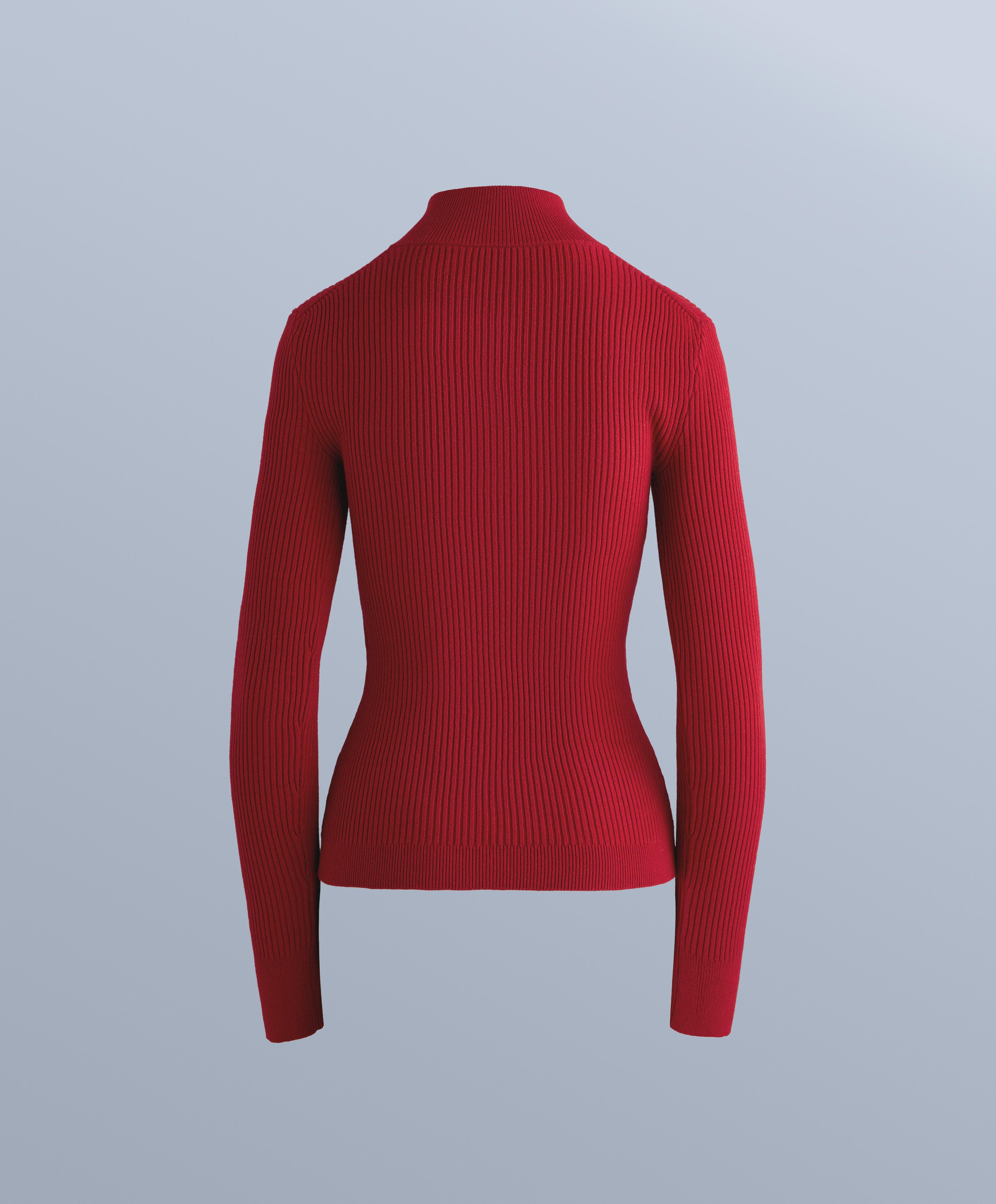 Cable knit thermal base layer T-shirt — RED