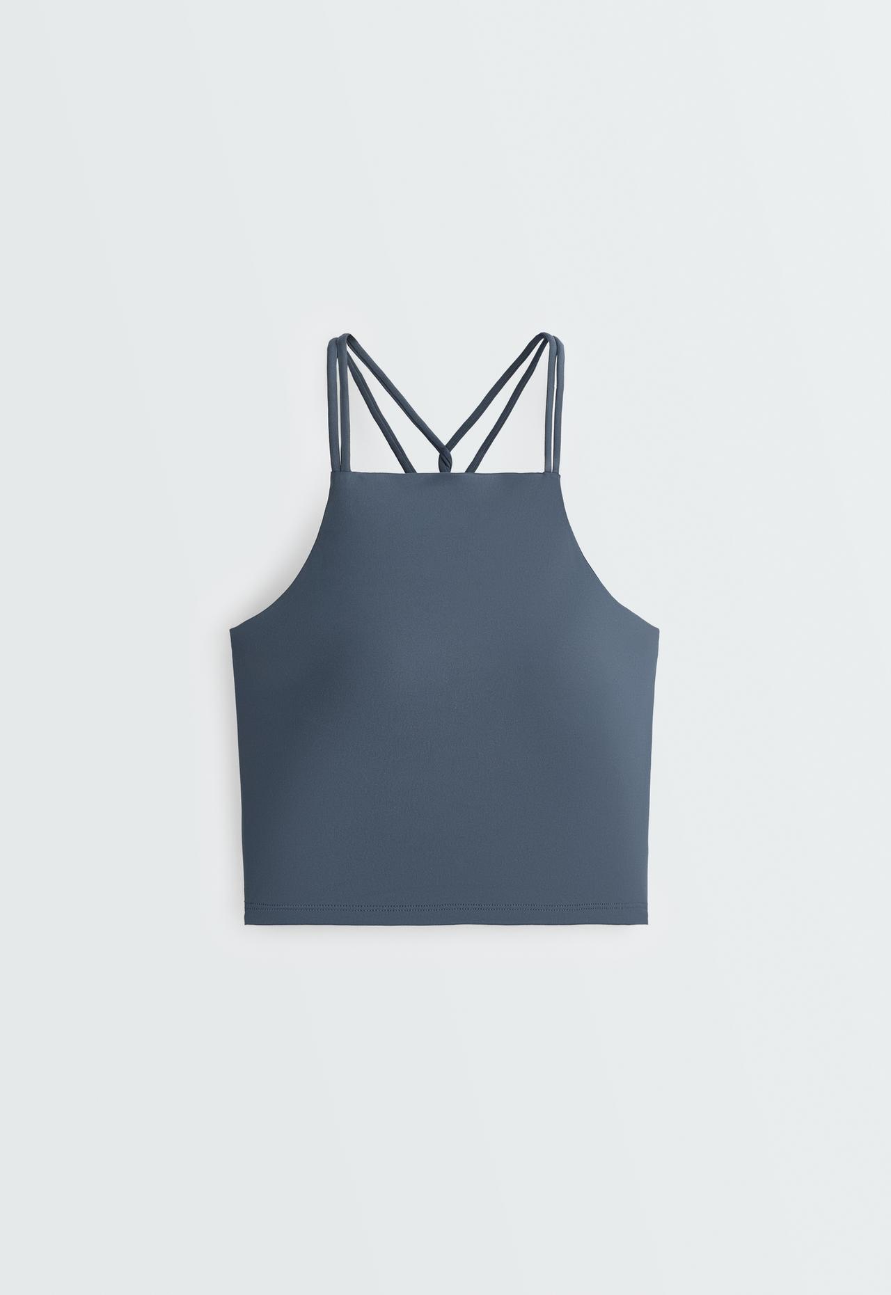 Comfortlux crossed-strap tank top — DARK PETROL BLUE