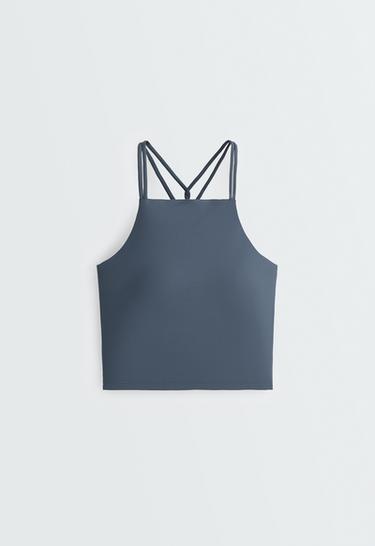 Comfortlux crossed-strap tank top — DARK PETROL BLUE 7