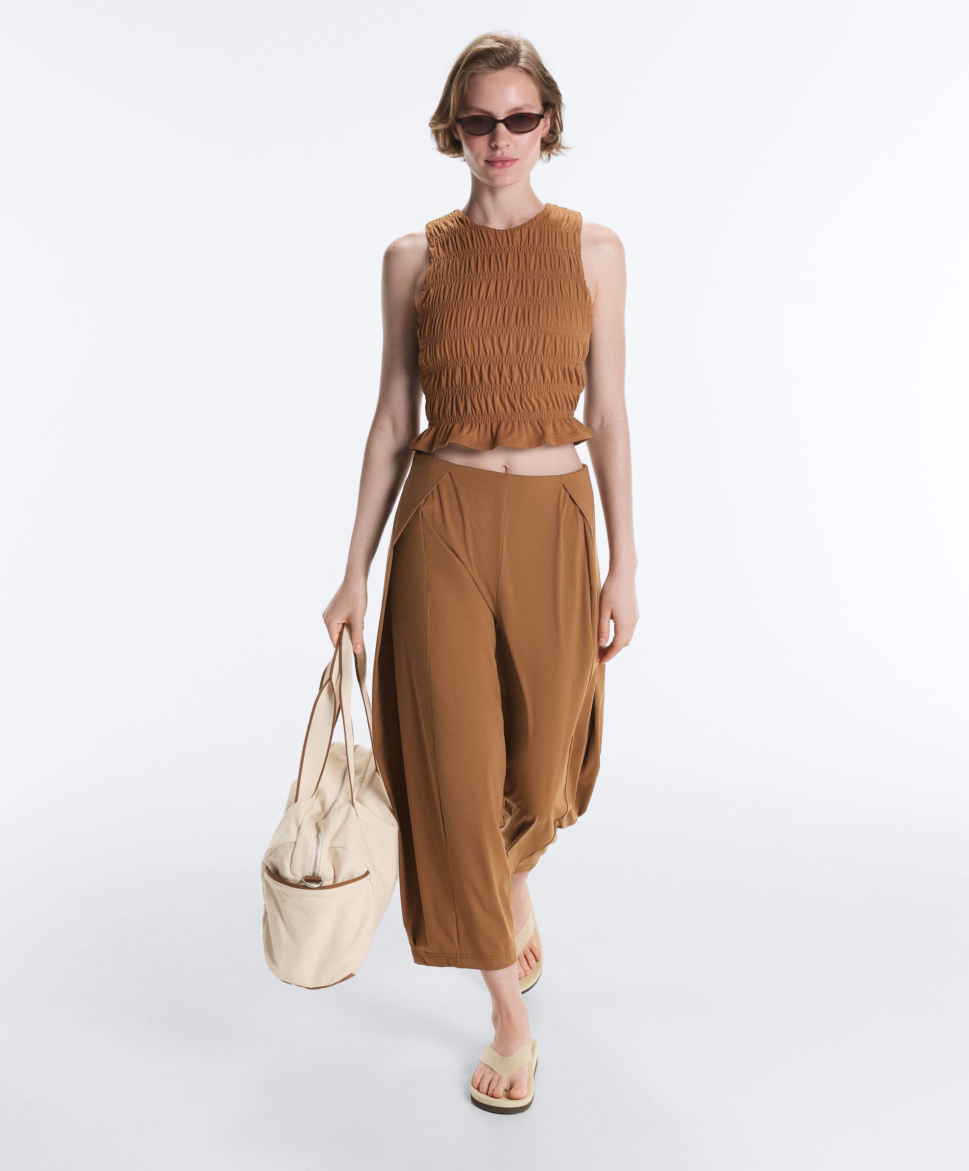 Light Touch high-rise long Barrel trousers — TOFFEE