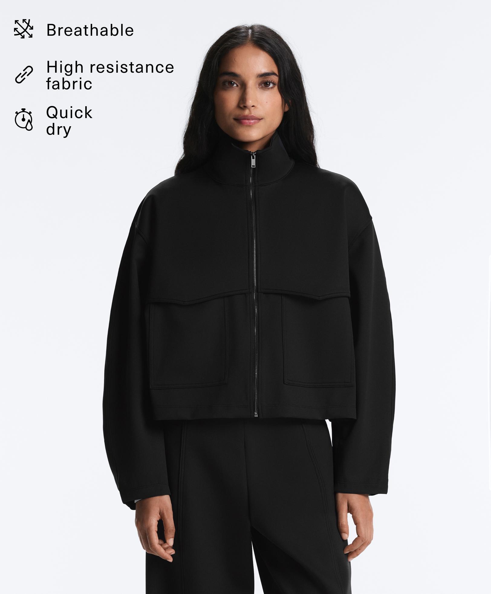 Boxy neoprene-effect jacket