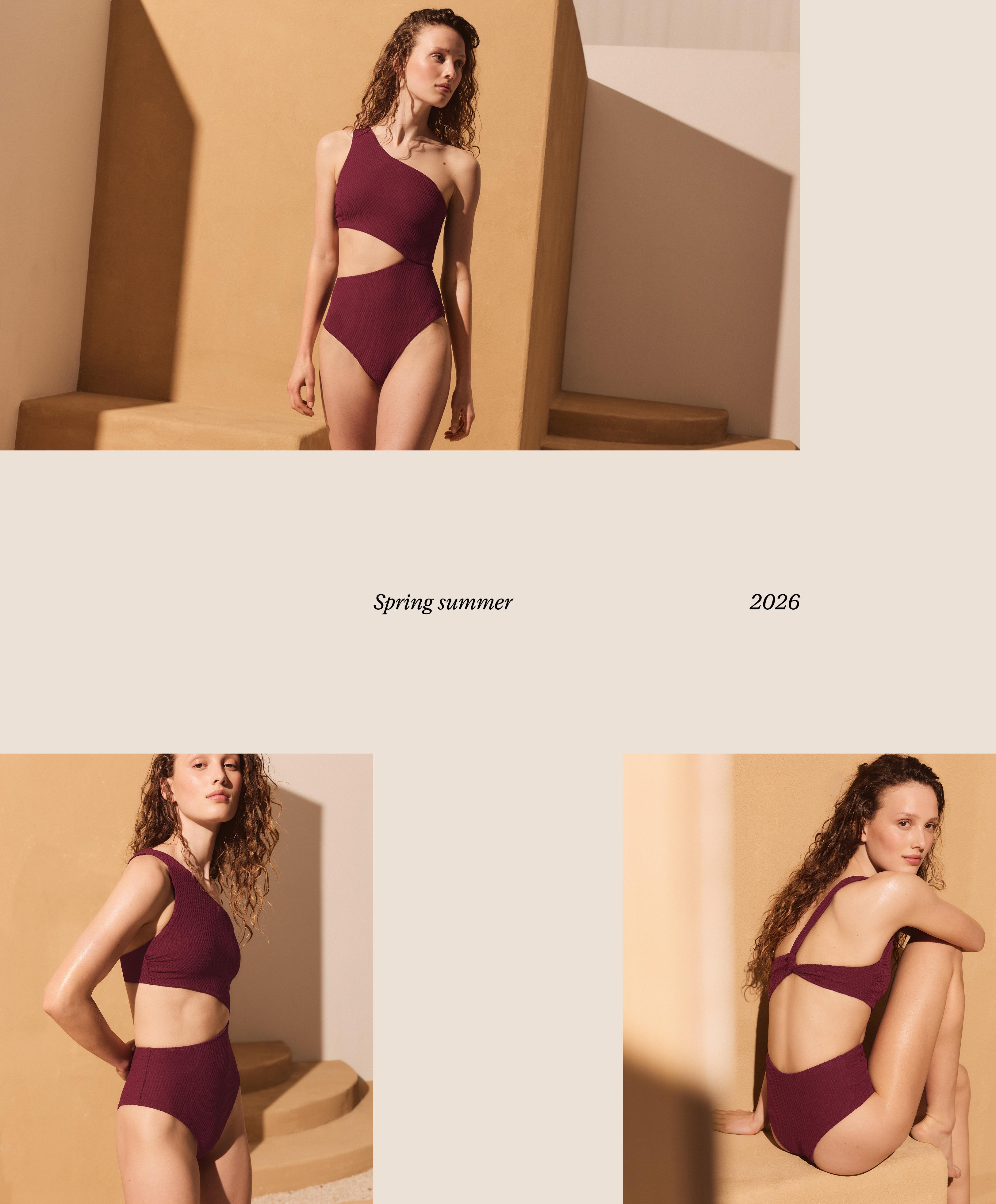 تريكيني غير متماثلة جاكار بمربعات صغيرة