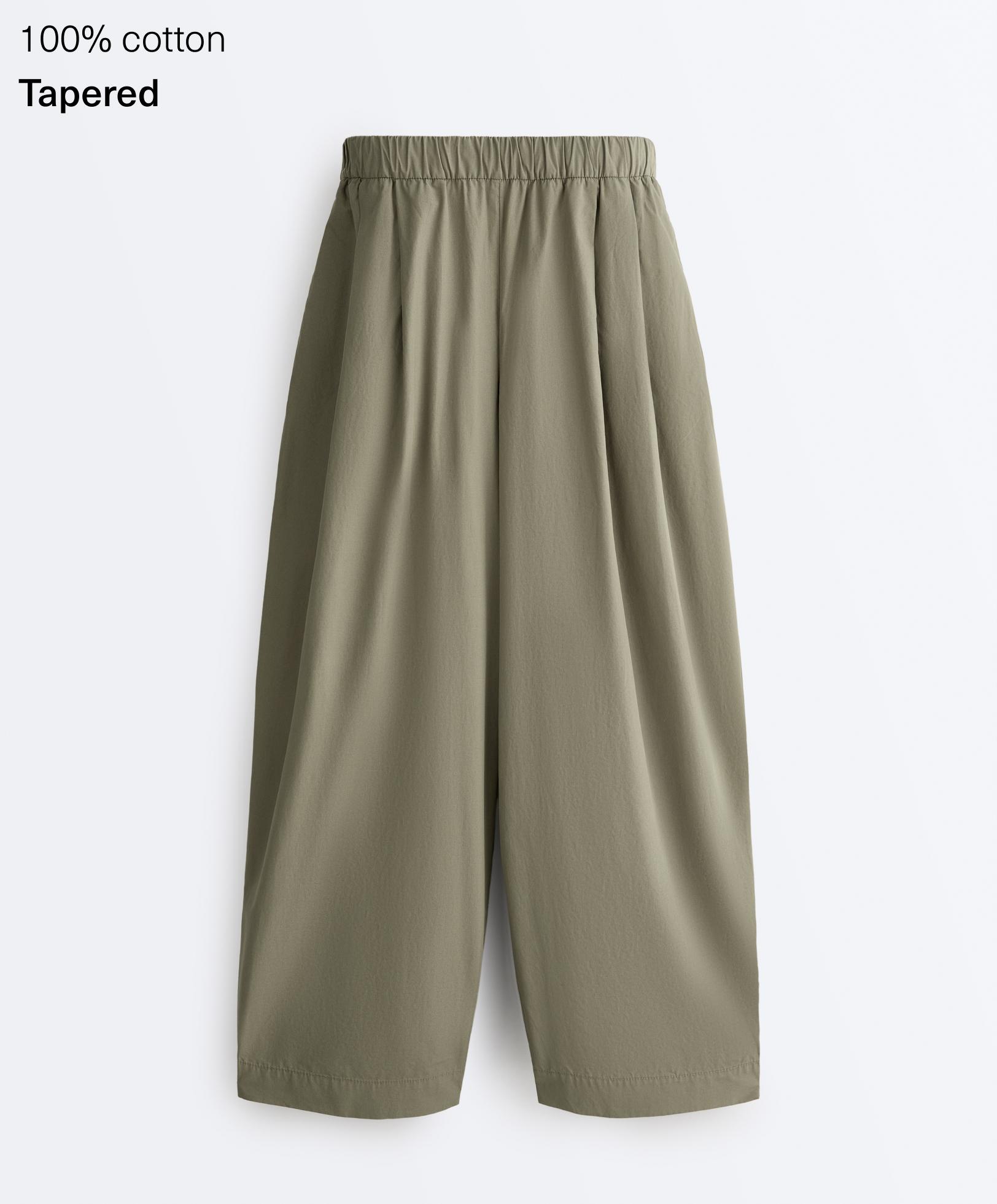 Tapered pleat 100% cotton trousers Tapered pleat 100% cotton trousers